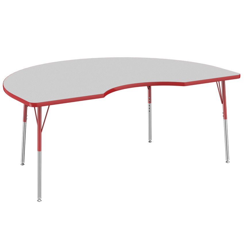 FDP 48" x 72" Kidney T - Molding Activity Table with Adjustable Standard Swivel Glide Legs (FDP - 10085 - XX) - SchoolOutlet
