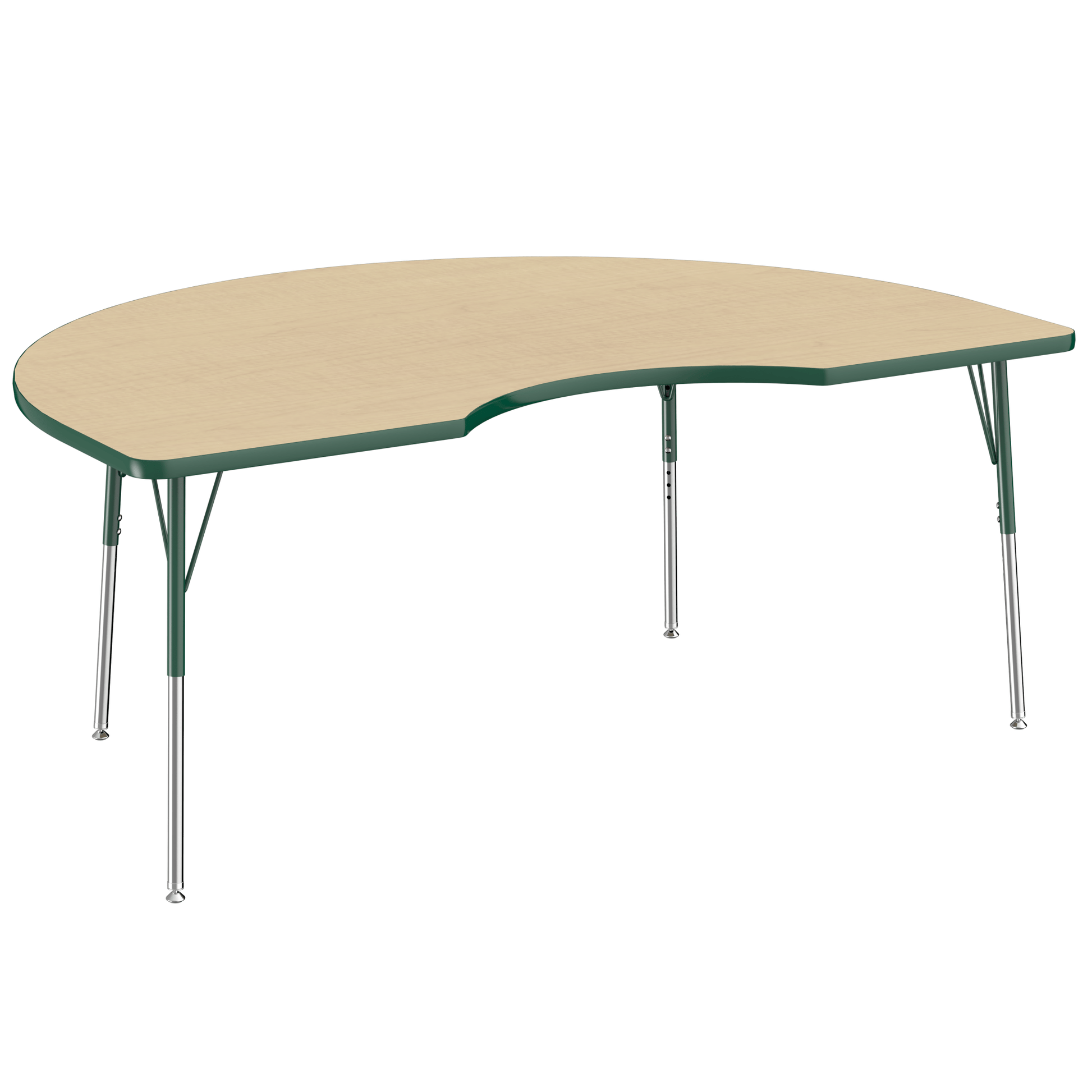 FDP 48" x 72" Kidney T - Molding Activity Table with Adjustable Standard Swivel Glide Legs (FDP - 10085 - XX) - SchoolOutlet