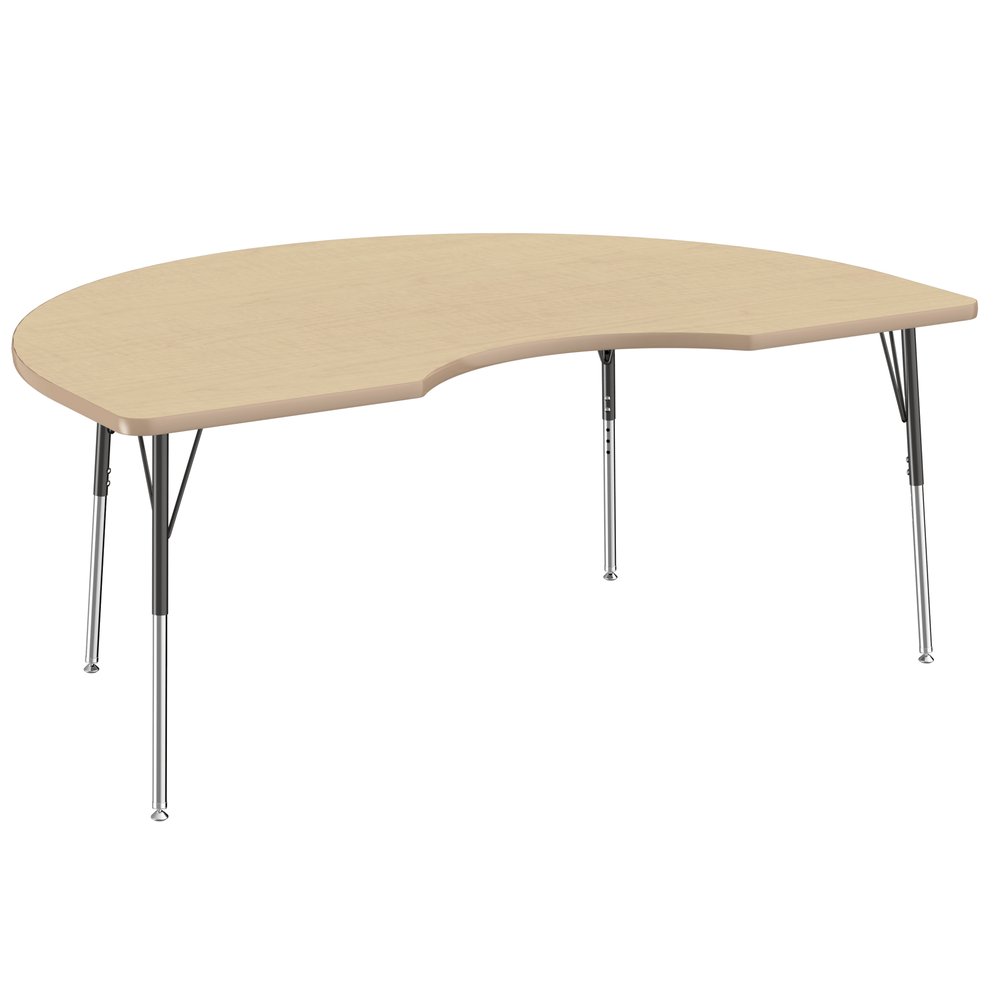 FDP 48" x 72" Kidney T - Molding Activity Table with Adjustable Standard Swivel Glide Legs (FDP - 10085 - XX) - SchoolOutlet