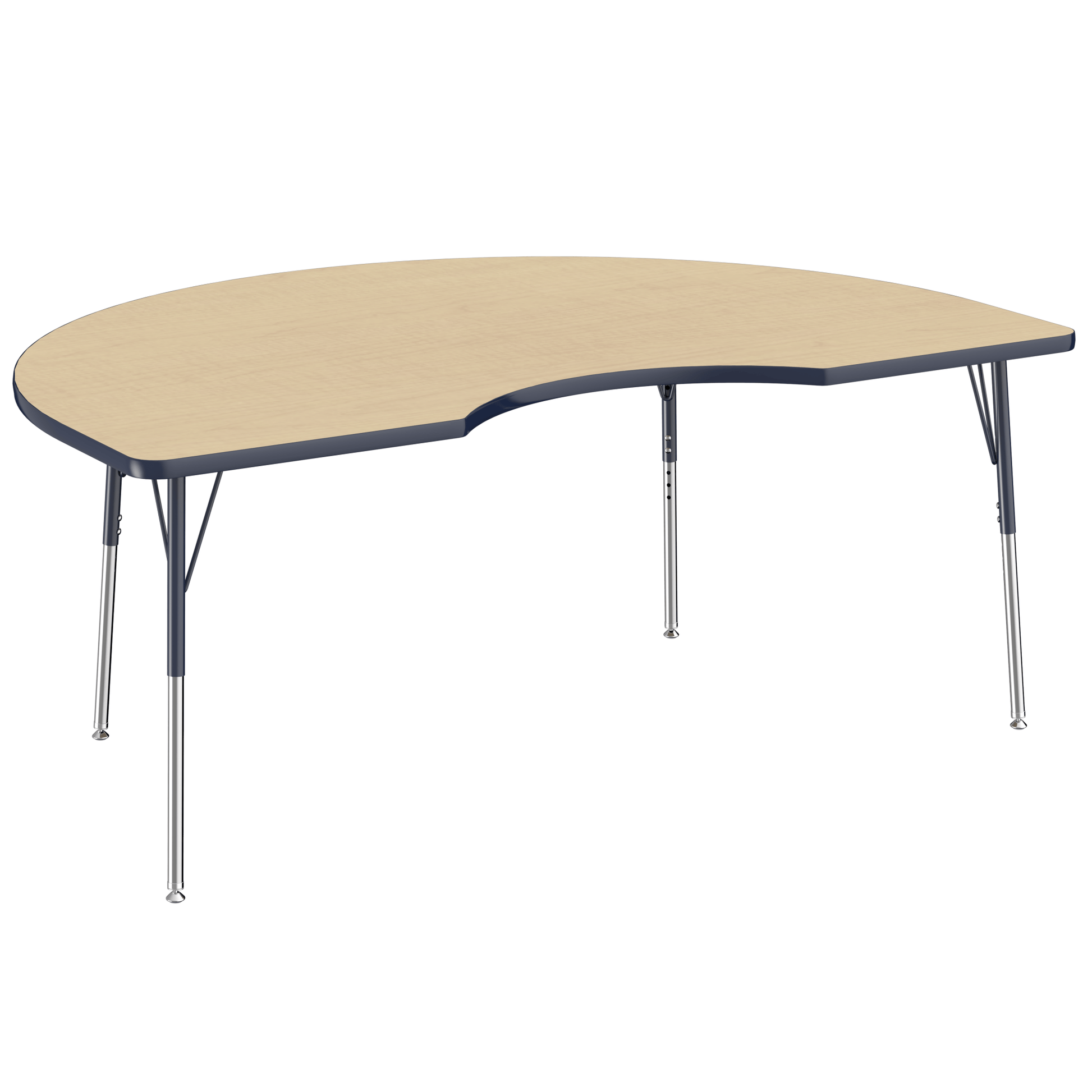 FDP 48" x 72" Kidney T - Molding Activity Table with Adjustable Standard Swivel Glide Legs (FDP - 10085 - XX) - SchoolOutlet