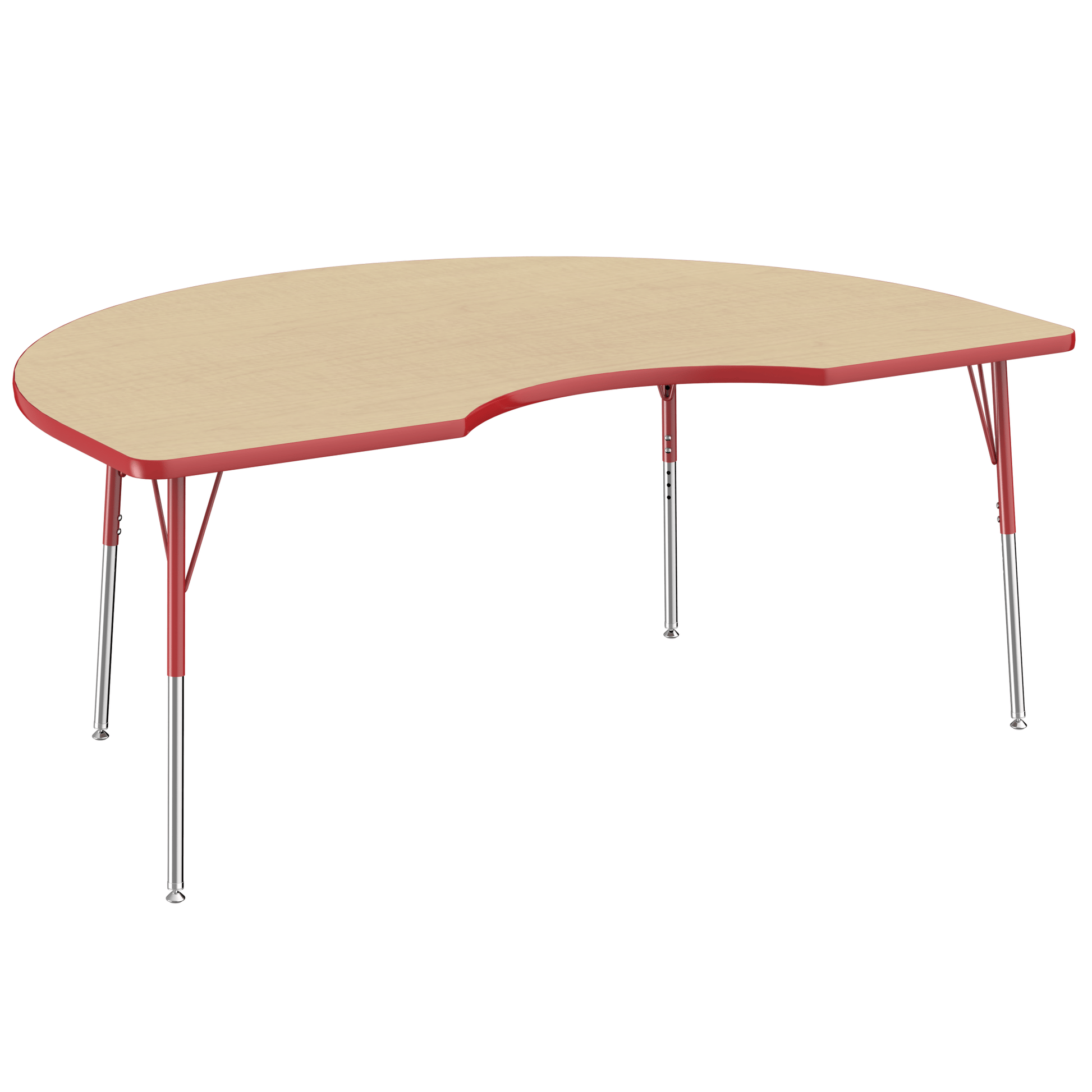 FDP 48" x 72" Kidney T - Molding Activity Table with Adjustable Standard Swivel Glide Legs (FDP - 10085 - XX) - SchoolOutlet
