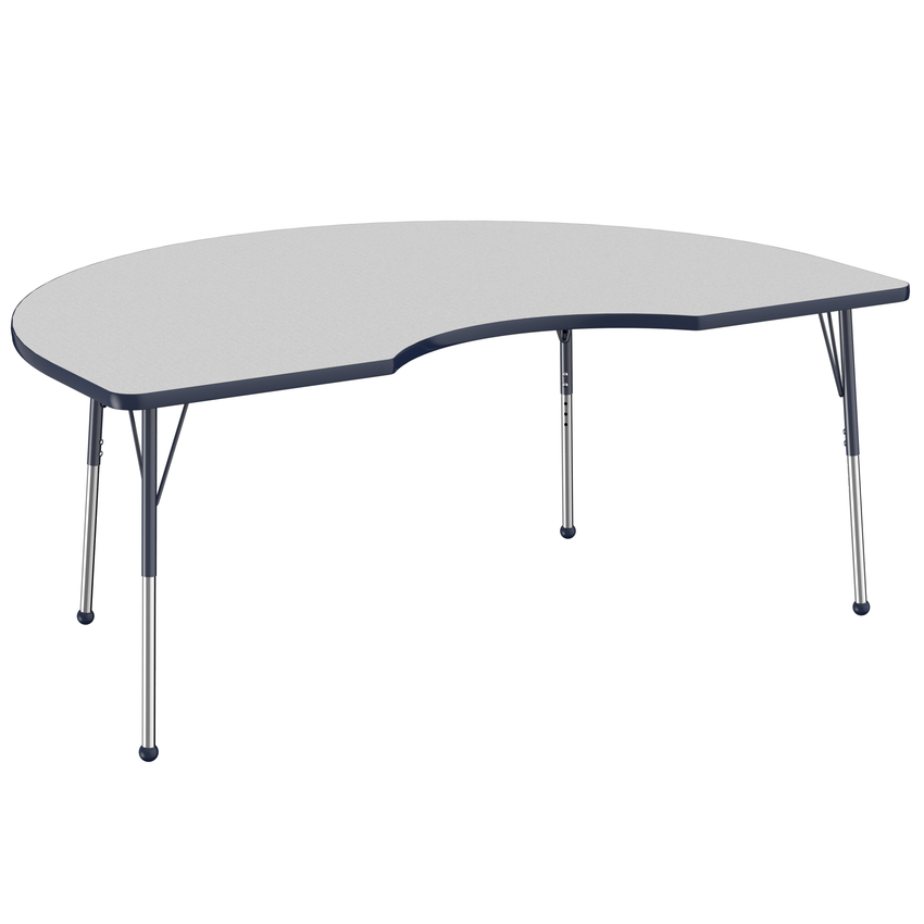 FDP 48" x 72" Kidney T - Molding Activity Table with Adjustable Standard Ball Glide Legs (FDP - 10086 - XX) - SchoolOutlet