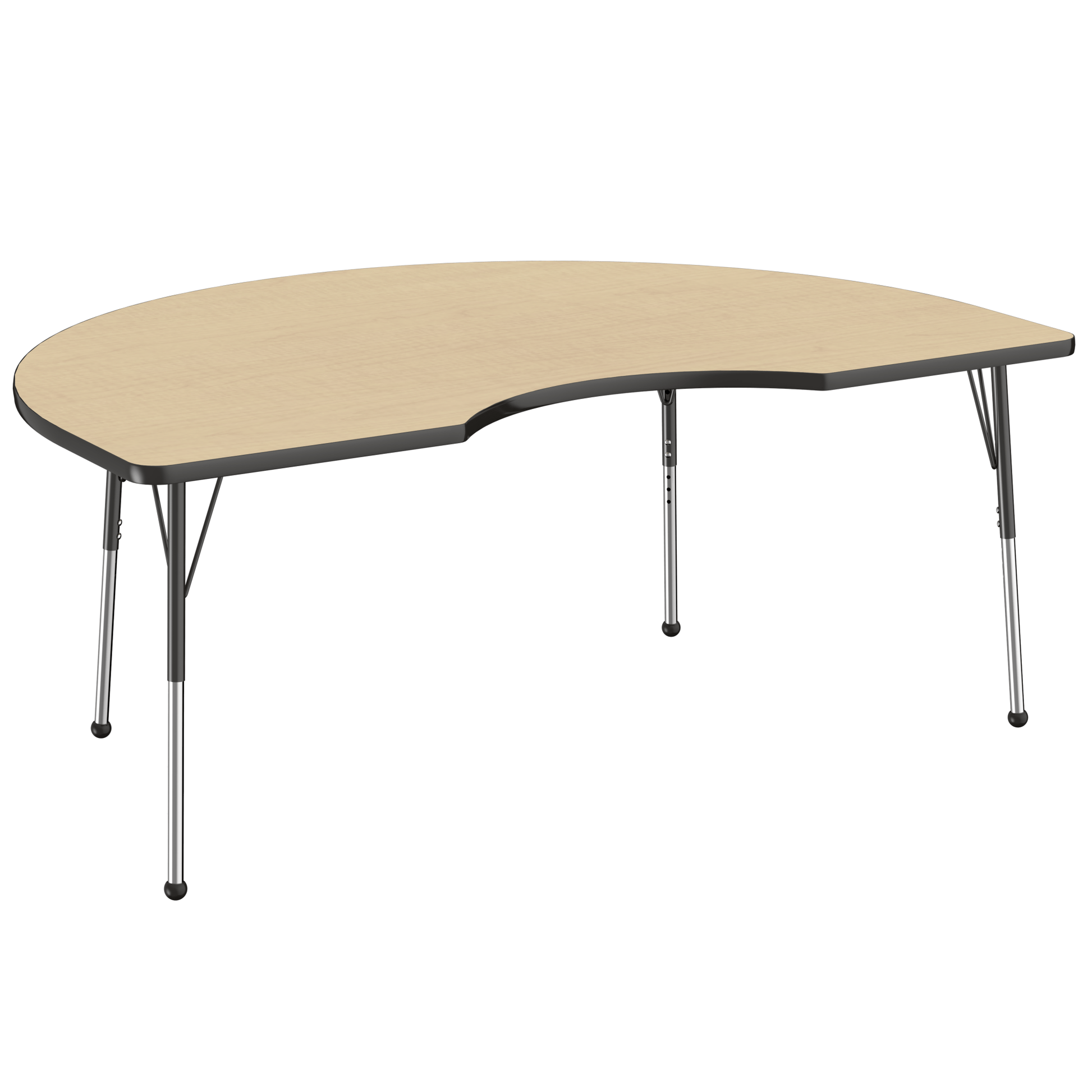 FDP 48" x 72" Kidney T - Molding Activity Table with Adjustable Standard Ball Glide Legs (FDP - 10086 - XX) - SchoolOutlet