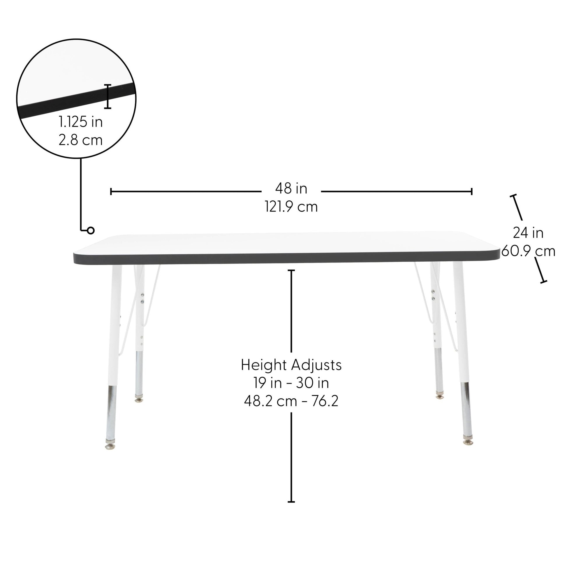 FDP 24" x 48" Rectangle Thermofused Activity Table with Adjustable Standard Swivel Glide Legs (FDP - 10111 - XX) - SchoolOutlet