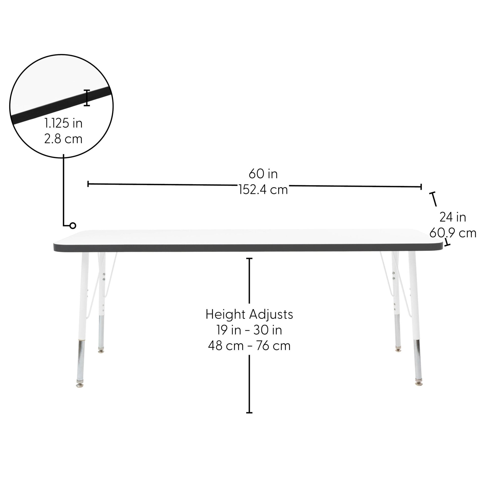 FDP 24" x 60" Rectangle Thermofused Activity Table with Adjustable Standard Swivel Glide Legs (FDP - 10112 - XX) - SchoolOutlet
