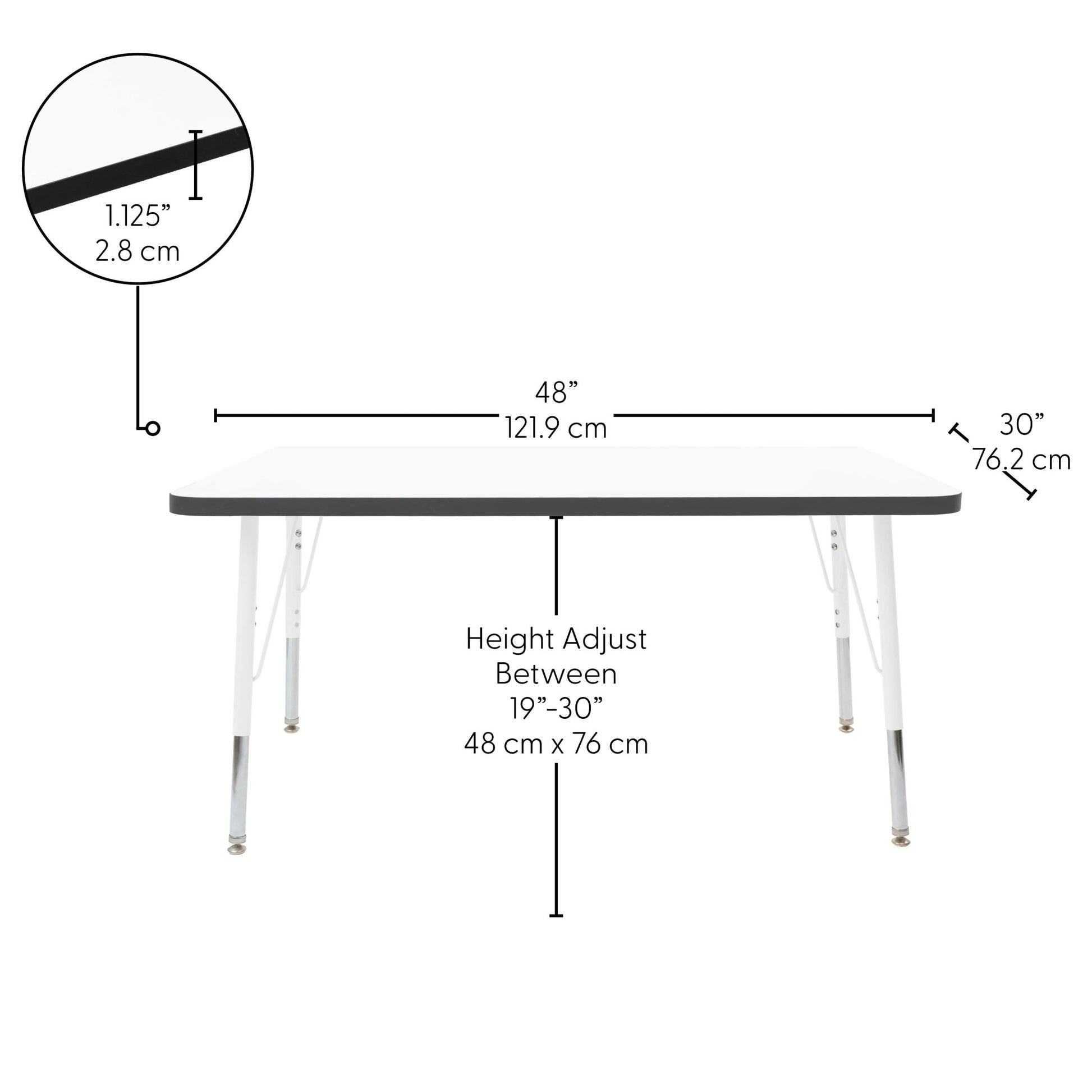 FDP 30" x 48" Rectangle Thermofused Activity Table with Adjustable Standard Swivel Glide Legs (FDP - 10114 - XX) - SchoolOutlet