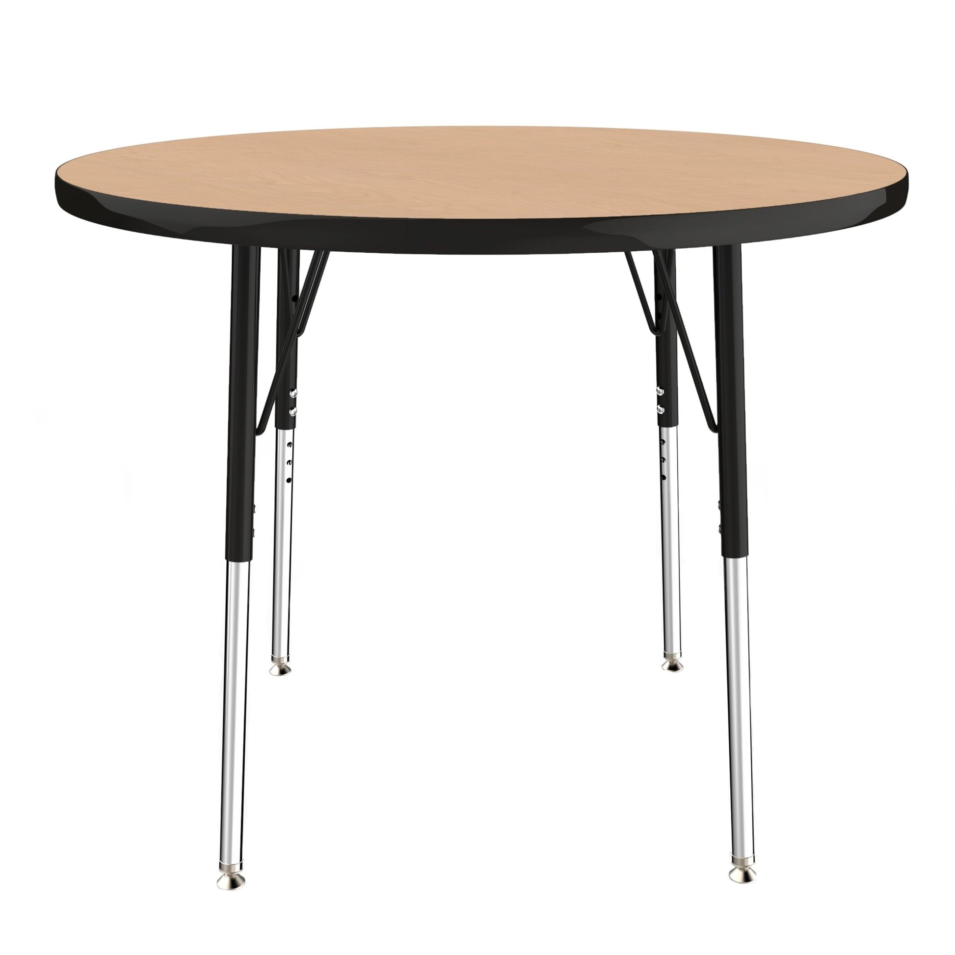 FDP 36" Round Thermofused Activity Table with Adjustable Standard Swivel Glide Legs - Maple Top / Black Edge (FDP - 10119 - MPBK) - SchoolOutlet