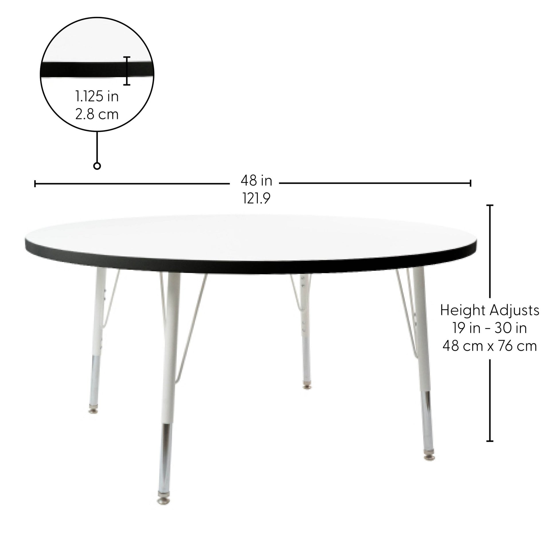 FDP 48" Round Thermofused Activity Table with Adjustable Standard Swivel Glide Legs (FDP - 10120 - XX) - SchoolOutlet
