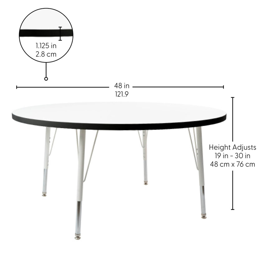 FDP 48" Round Thermofused Activity Table with Adjustable Standard Swivel Glide Legs (FDP - 10120 - XX) - SchoolOutlet