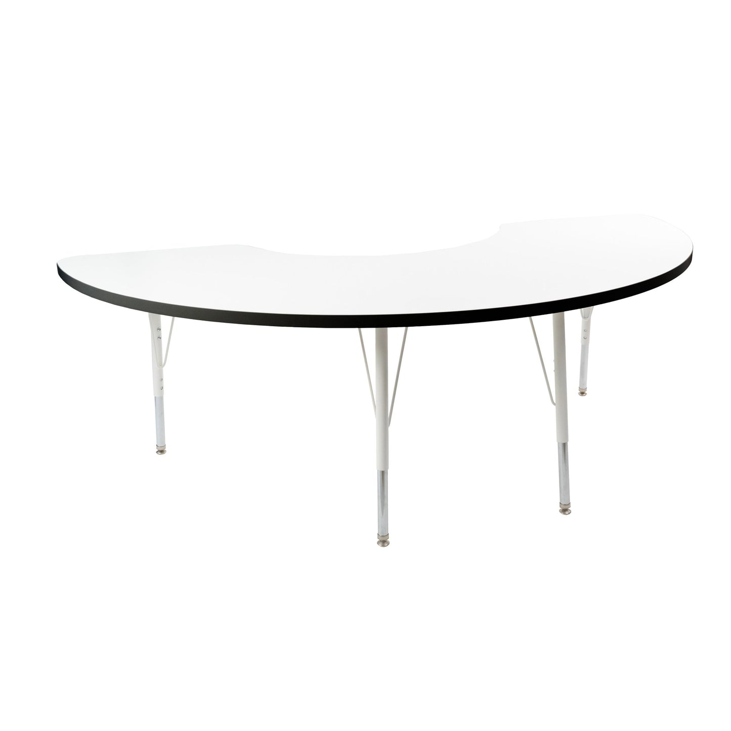FDP 36" x 72" Half Moon Thermofused Activity Table with Adjustable Standard Swivel Glide Legs (FDP - 10129 - XX) - SchoolOutlet