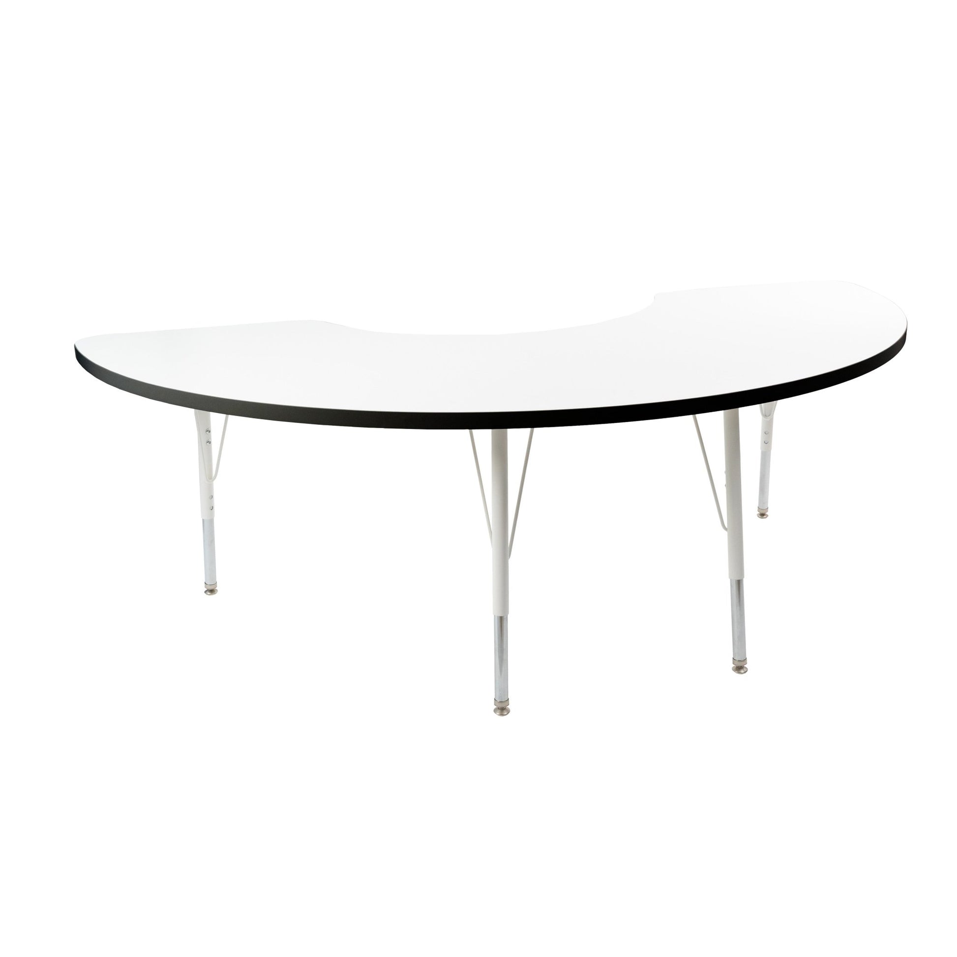 FDP 36" x 72" Half Moon Thermofused Activity Table with Adjustable Standard Swivel Glide Legs (FDP - 10129 - XX) - SchoolOutlet