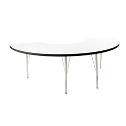 FDP 36" x 72" Half Moon Thermofused Activity Table with Adjustable Standard Swivel Glide Legs (FDP-10129-XX)