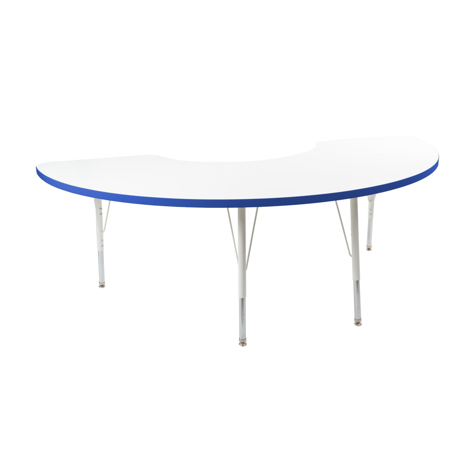 FDP 36" x 72" Half Moon Thermofused Activity Table with Adjustable Standard Swivel Glide Legs (FDP - 10129 - XX) - SchoolOutlet