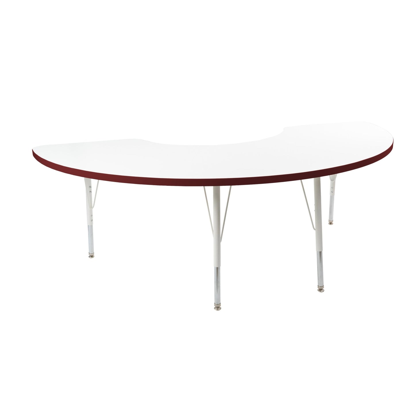 FDP 36" x 72" Half Moon Thermofused Activity Table with Adjustable Standard Swivel Glide Legs (FDP - 10129 - XX) - SchoolOutlet