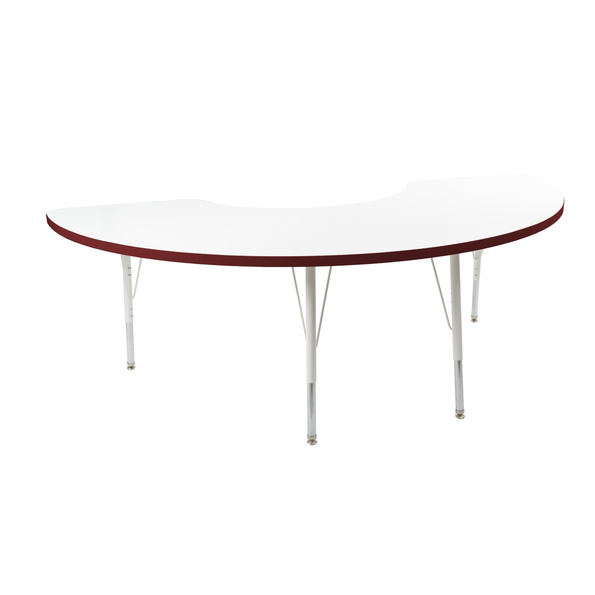 FDP 36" x 72" Half Moon Thermofused Activity Table with Adjustable Standard Swivel Glide Legs (FDP - 10129 - XX) - SchoolOutlet
