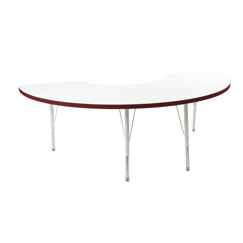 FDP 36" x 72" Half Moon Thermofused Activity Table with Adjustable Standard Swivel Glide Legs (FDP - 10129 - XX) - SchoolOutlet