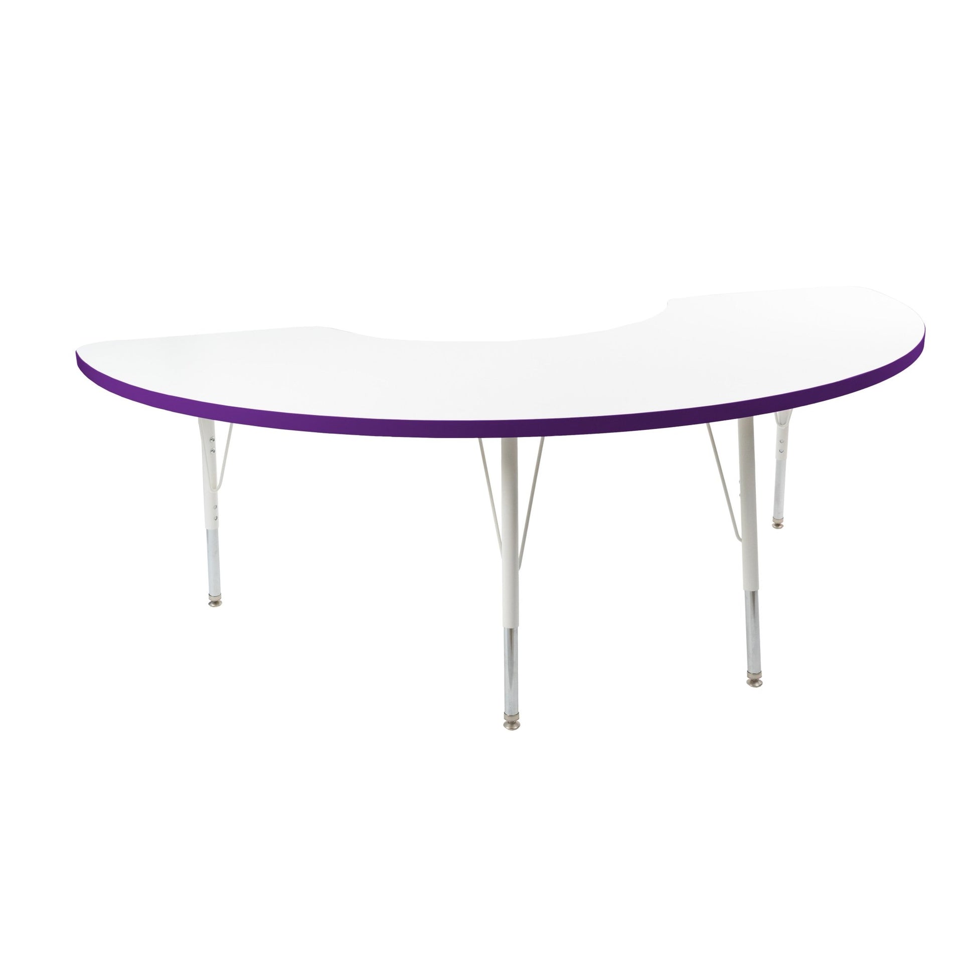 FDP 36" x 72" Half Moon Thermofused Activity Table with Adjustable Standard Swivel Glide Legs (FDP - 10129 - XX) - SchoolOutlet