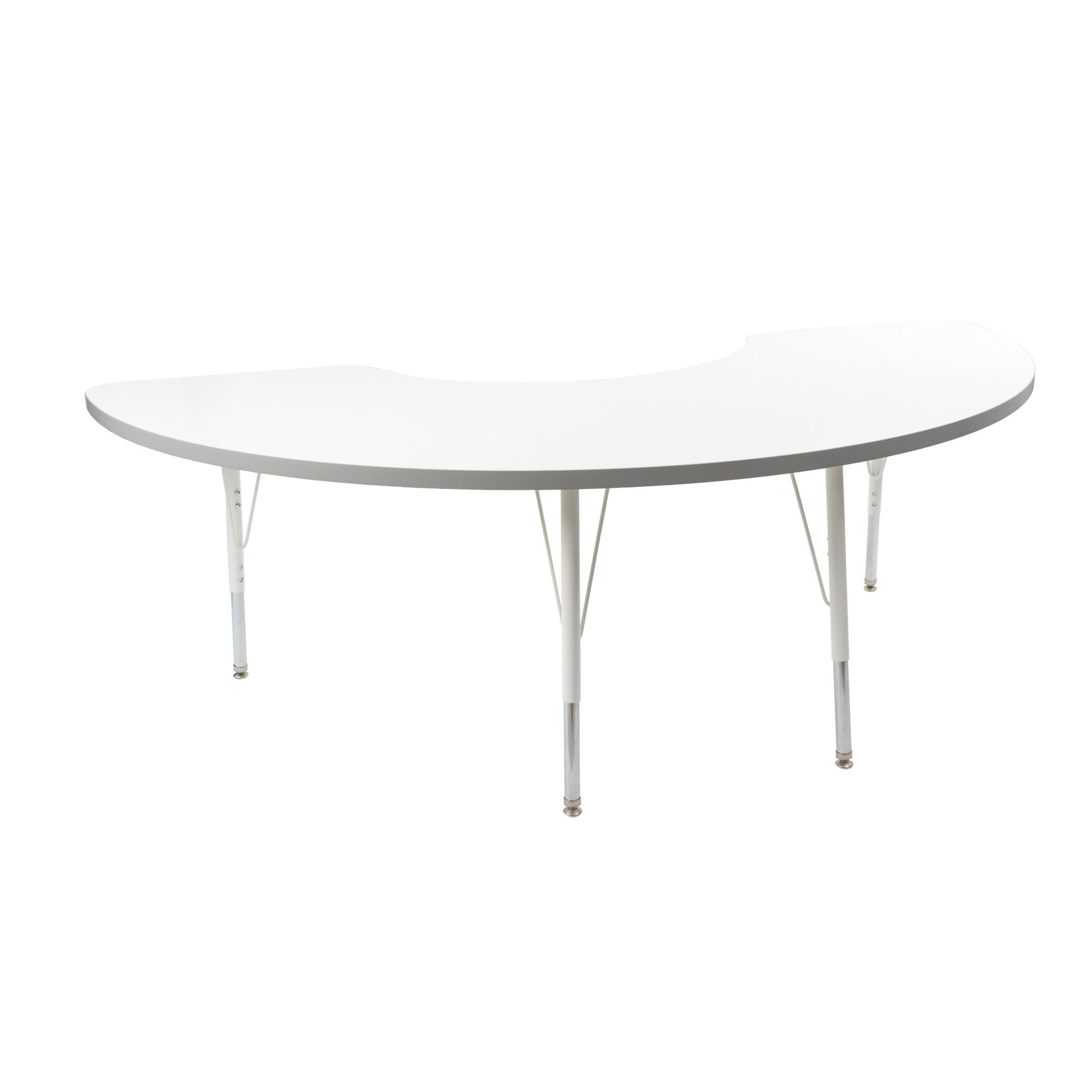 FDP 36" x 72" Half Moon Thermofused Activity Table with Adjustable Standard Swivel Glide Legs (FDP - 10129 - XX) - SchoolOutlet