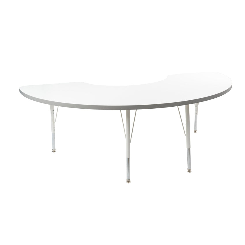 FDP 36" x 72" Half Moon Thermofused Activity Table with Adjustable Standard Swivel Glide Legs (FDP - 10129 - XX) - SchoolOutlet