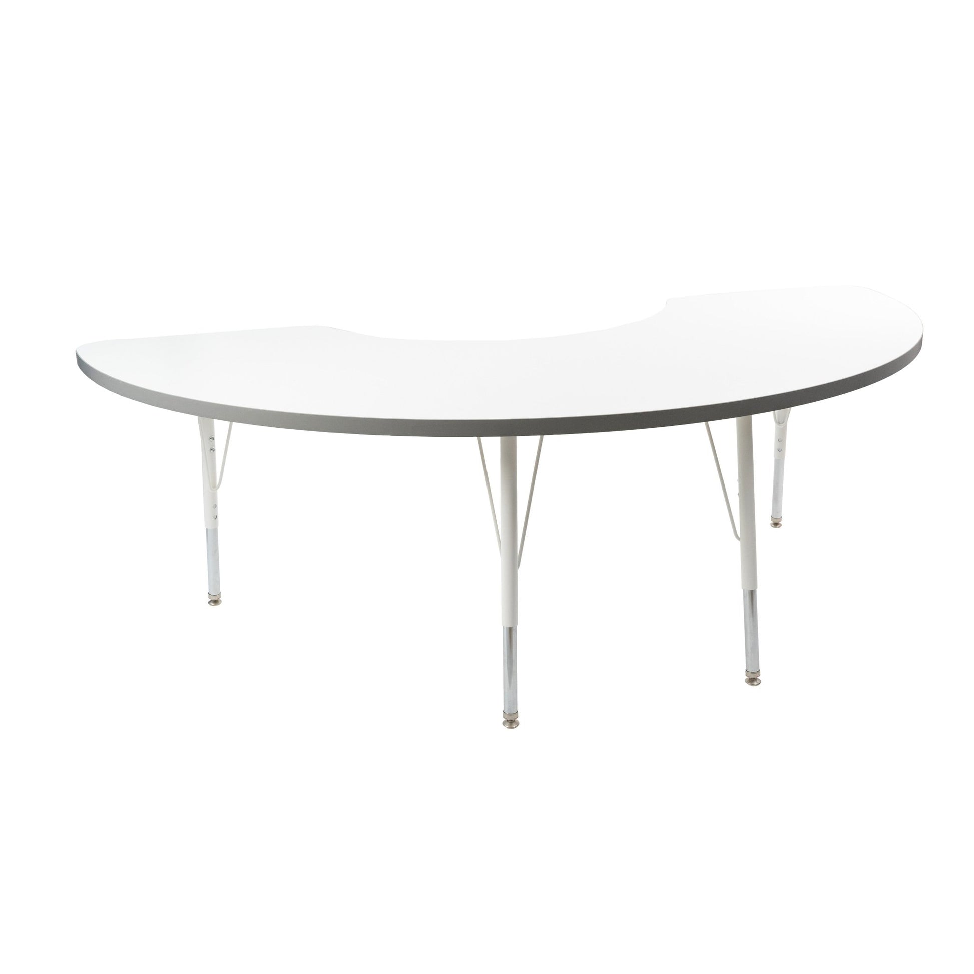 FDP 36" x 72" Half Moon Thermofused Activity Table with Adjustable Standard Swivel Glide Legs (FDP - 10129 - XX) - SchoolOutlet
