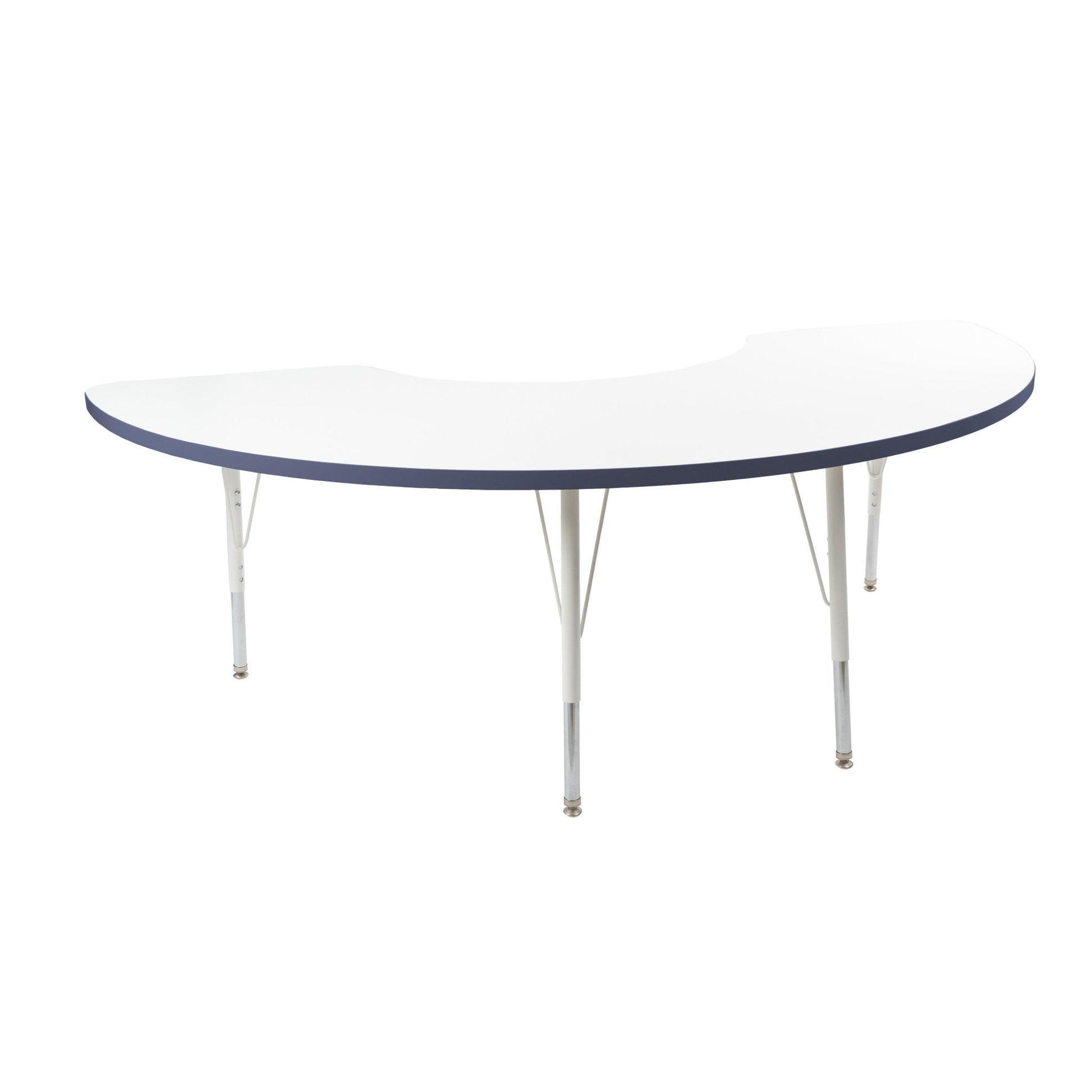 FDP 36" x 72" Half Moon Thermofused Activity Table with Adjustable Standard Swivel Glide Legs (FDP - 10129 - XX) - SchoolOutlet