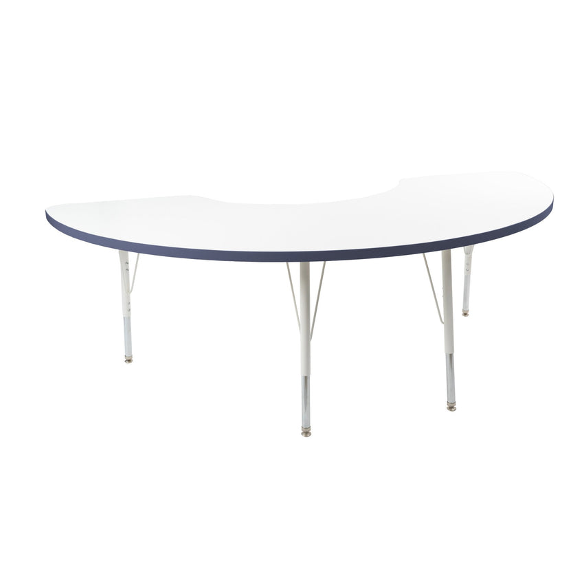 FDP 36" x 72" Half Moon Thermofused Activity Table with Adjustable Standard Swivel Glide Legs (FDP - 10129 - XX) - SchoolOutlet