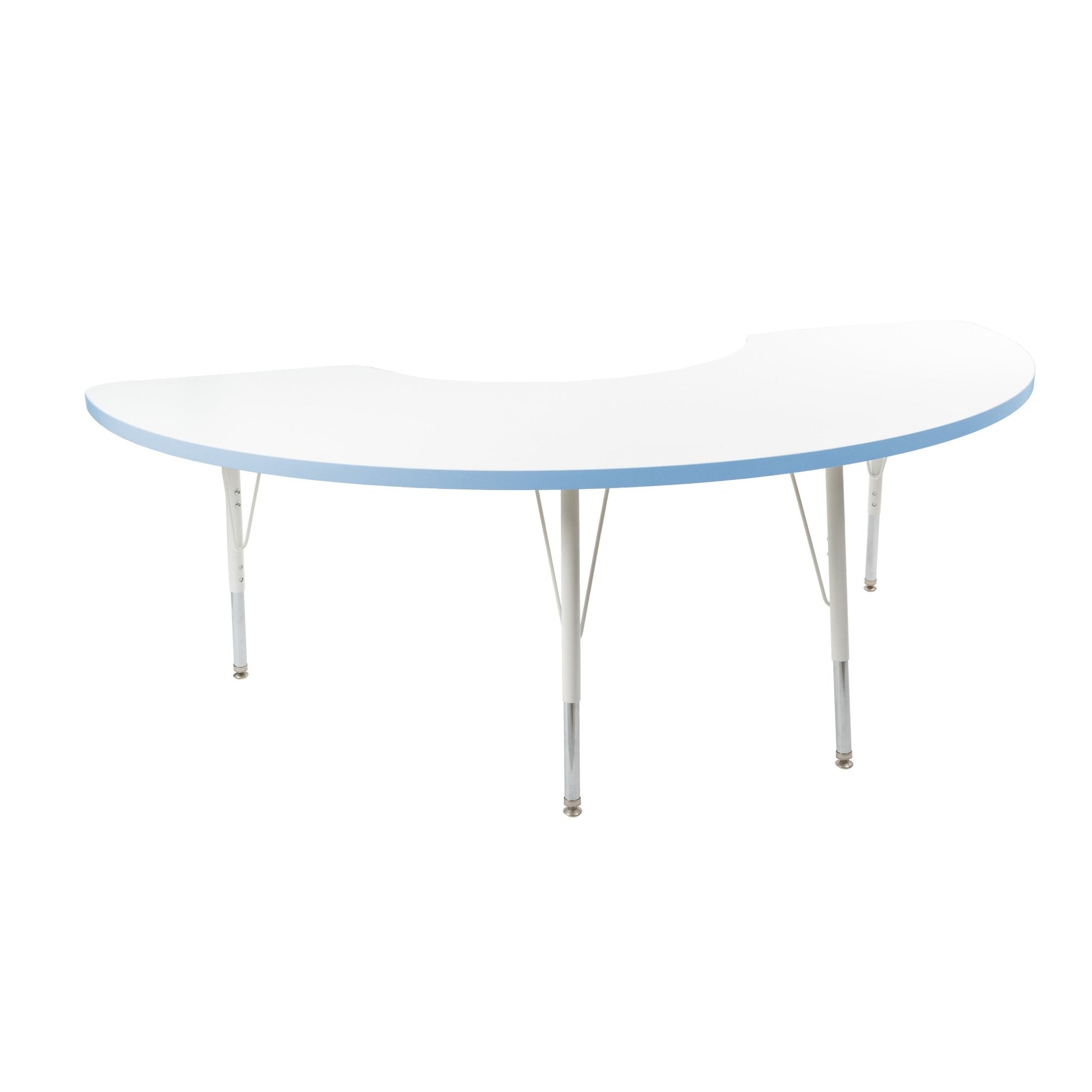 FDP 36" x 72" Half Moon Thermofused Activity Table with Adjustable Standard Swivel Glide Legs (FDP - 10129 - XX) - SchoolOutlet