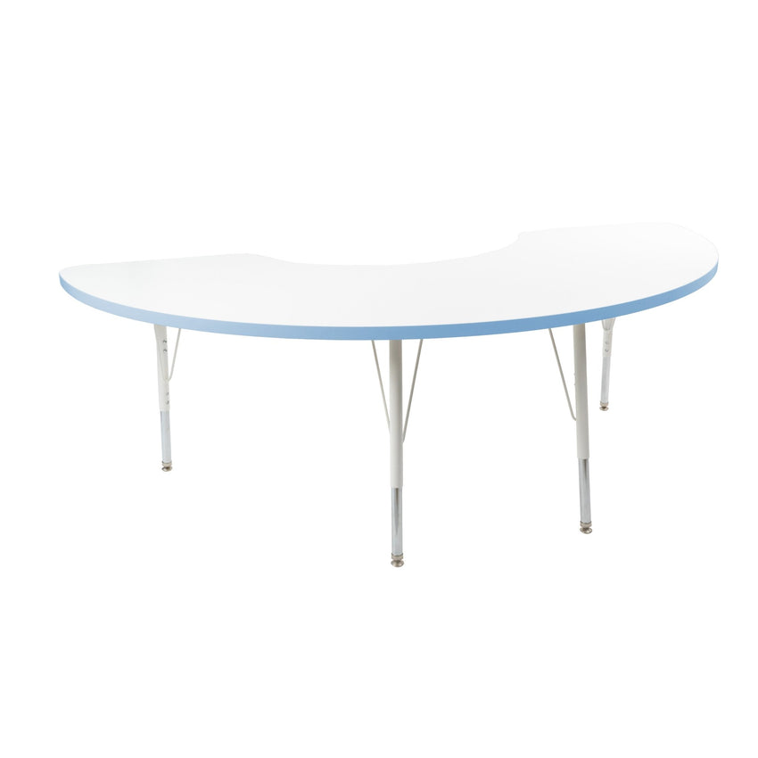 FDP 36" x 72" Half Moon Thermofused Activity Table with Adjustable Standard Swivel Glide Legs (FDP - 10129 - XX) - SchoolOutlet