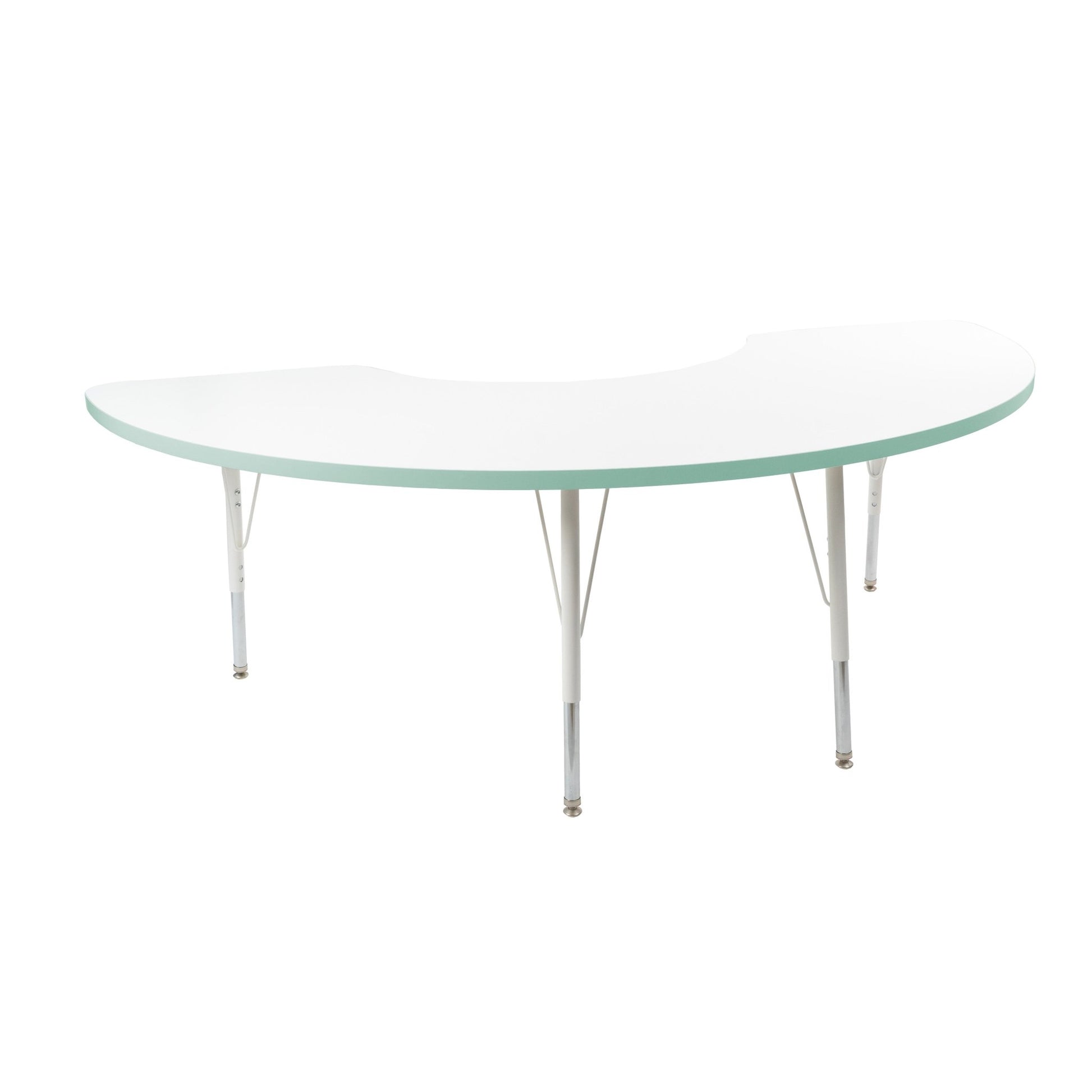 FDP 36" x 72" Half Moon Thermofused Activity Table with Adjustable Standard Swivel Glide Legs (FDP - 10129 - XX) - SchoolOutlet