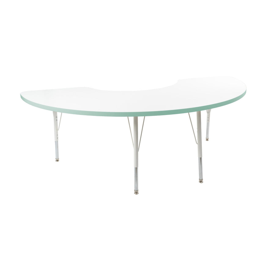 FDP 36" x 72" Half Moon Thermofused Activity Table with Adjustable Standard Swivel Glide Legs (FDP - 10129 - XX) - SchoolOutlet