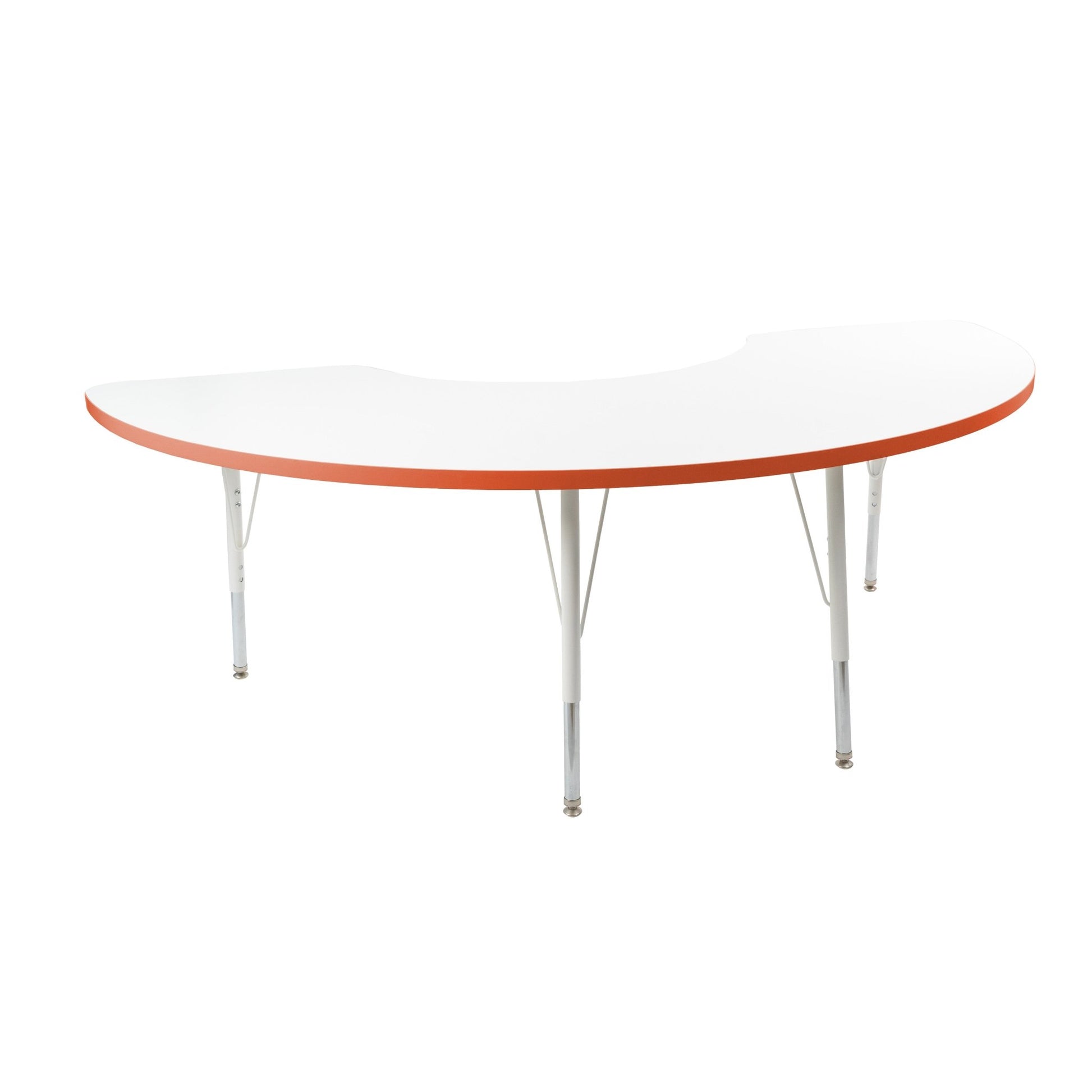 FDP 36" x 72" Half Moon Thermofused Activity Table with Adjustable Standard Swivel Glide Legs (FDP - 10129 - XX) - SchoolOutlet