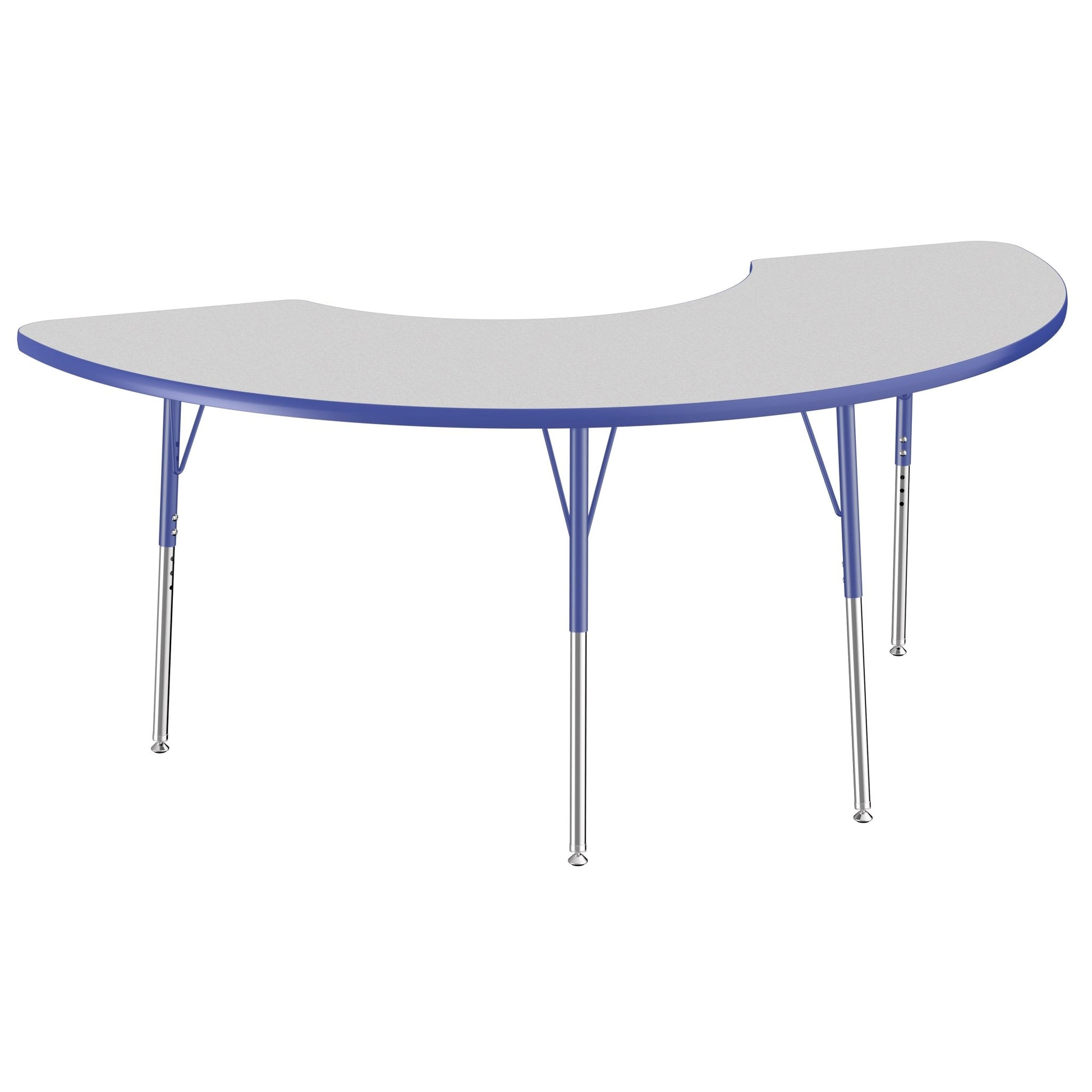 FDP 36" x 72" Half Moon Thermofused Activity Table with Adjustable Standard Swivel Glide Legs (FDP - 10129 - XX) - SchoolOutlet