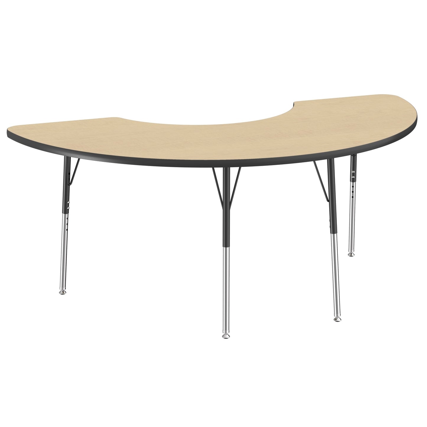 FDP 36" x 72" Half Moon Thermofused Activity Table with Adjustable Standard Swivel Glide Legs (FDP - 10129 - XX) - SchoolOutlet