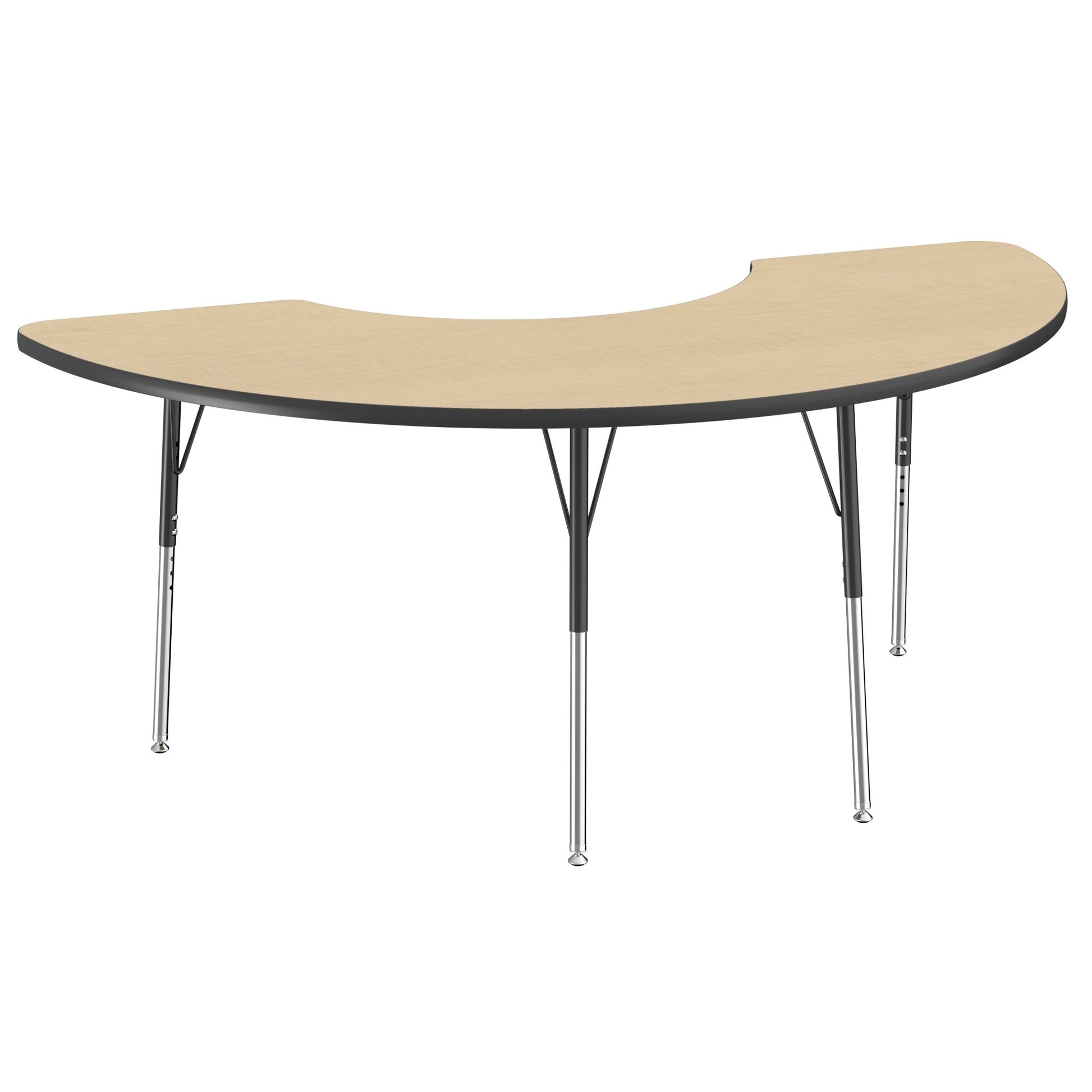 FDP 36" x 72" Half Moon Thermofused Activity Table with Adjustable Standard Swivel Glide Legs (FDP - 10129 - XX) - SchoolOutlet