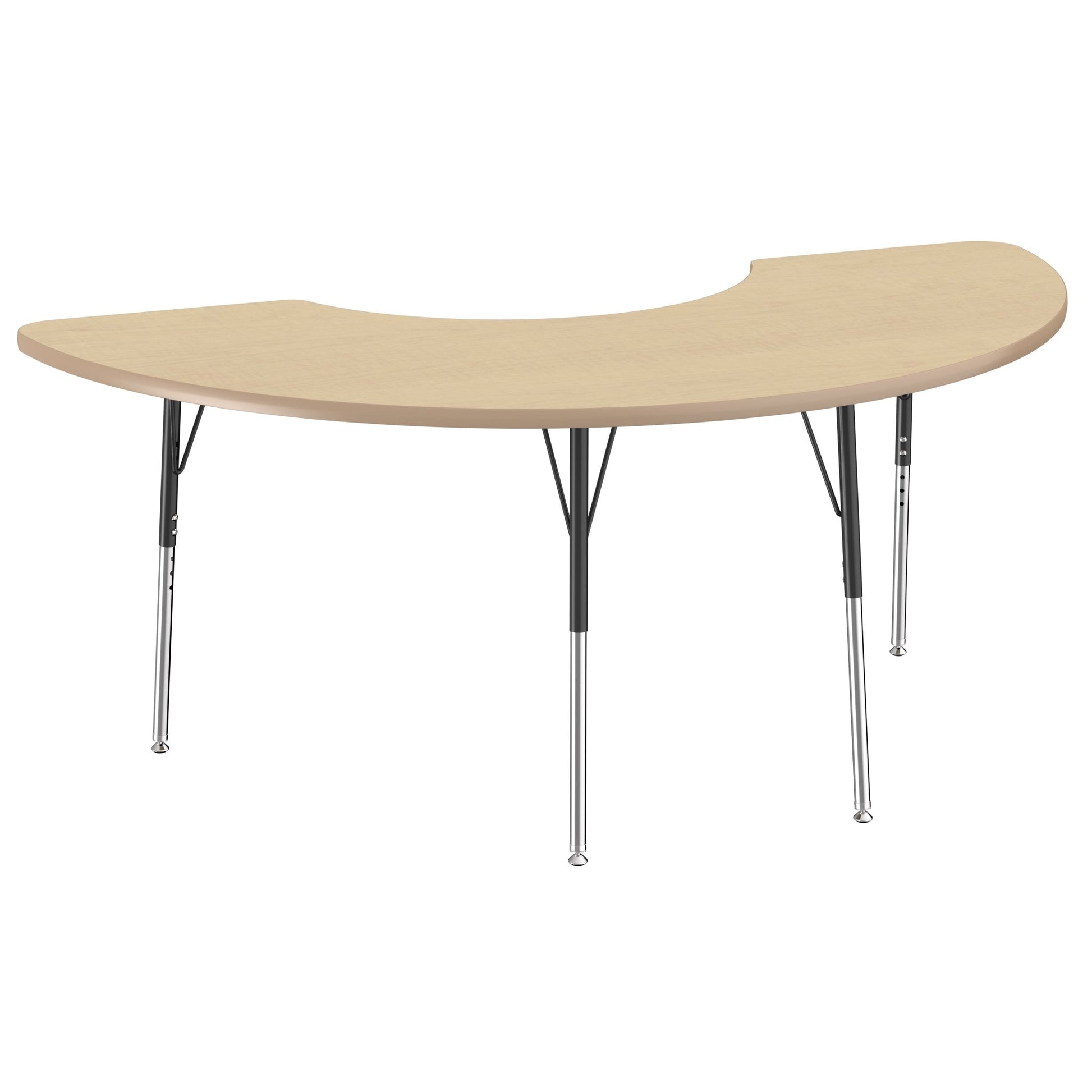 FDP 36" x 72" Half Moon Thermofused Activity Table with Adjustable Standard Swivel Glide Legs (FDP - 10129 - XX) - SchoolOutlet