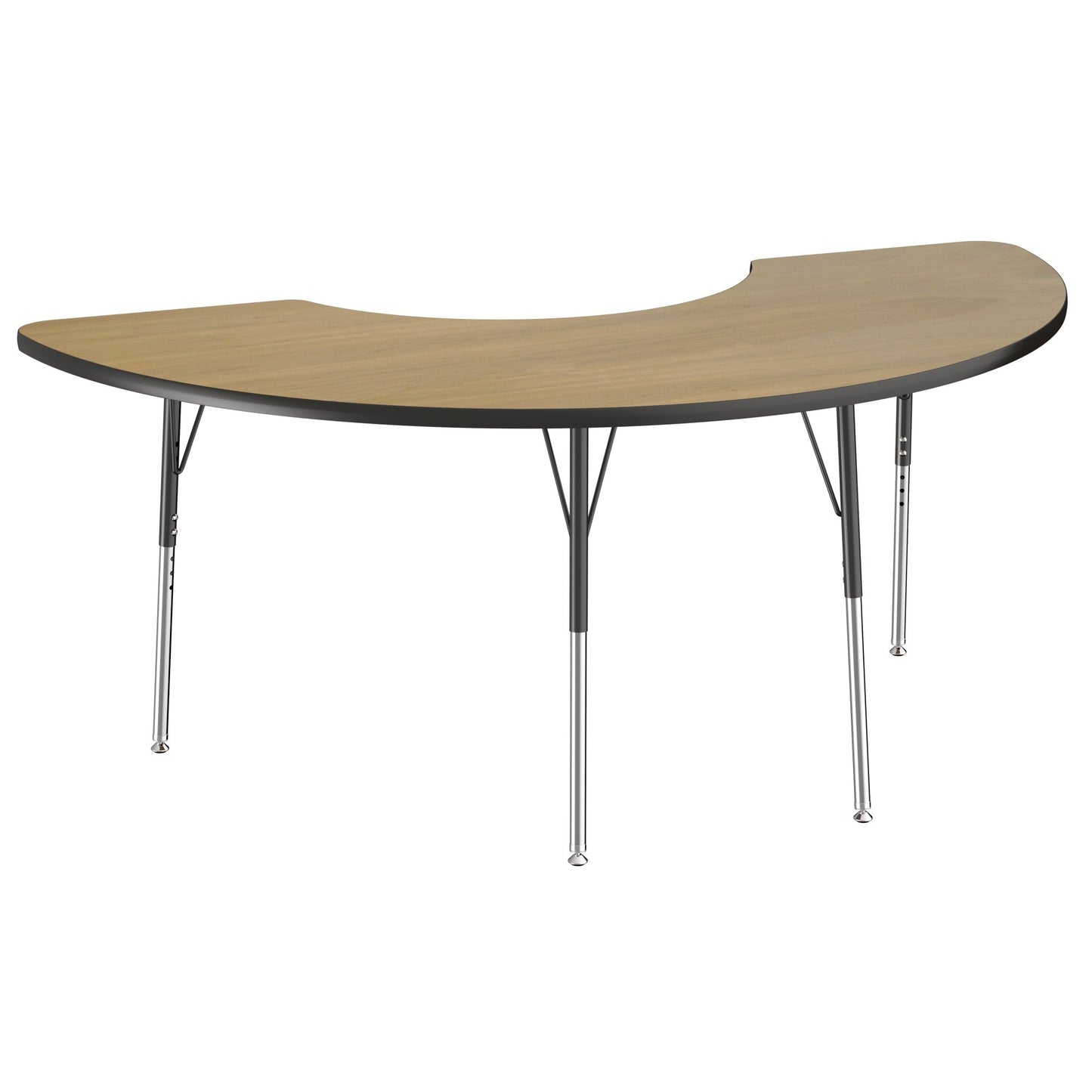 FDP 36" x 72" Half Moon Thermofused Activity Table with Adjustable Standard Swivel Glide Legs (FDP - 10129 - XX) - SchoolOutlet