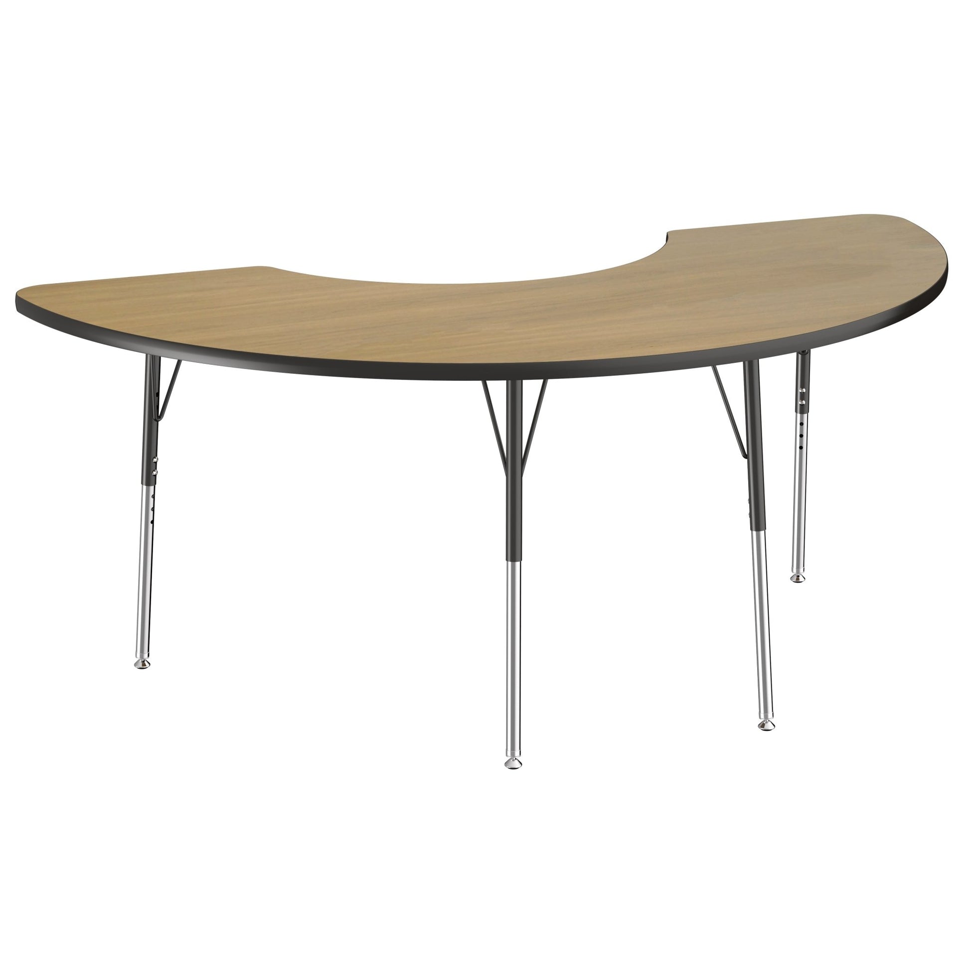 FDP 36" x 72" Half Moon Thermofused Activity Table with Adjustable Standard Swivel Glide Legs (FDP - 10129 - XX) - SchoolOutlet