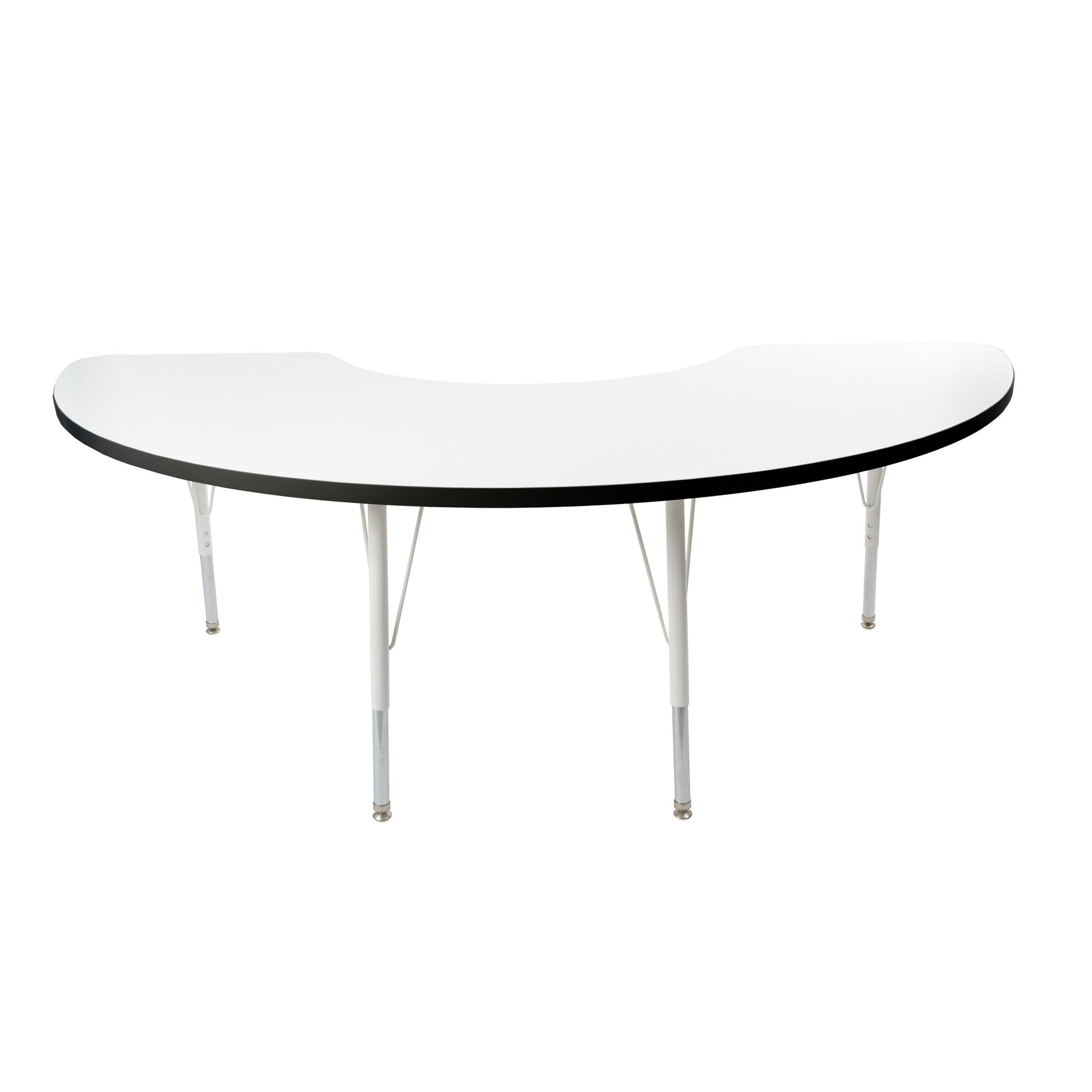 FDP 36" x 72" Half Moon Thermofused Activity Table with Adjustable Standard Swivel Glide Legs (FDP - 10129 - XX) - SchoolOutlet