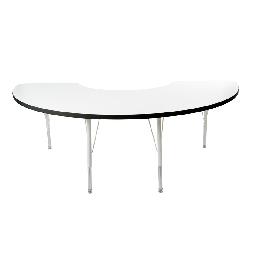 FDP 36" x 72" Half Moon Thermofused Activity Table with Adjustable Standard Swivel Glide Legs (FDP - 10129 - XX) - SchoolOutlet