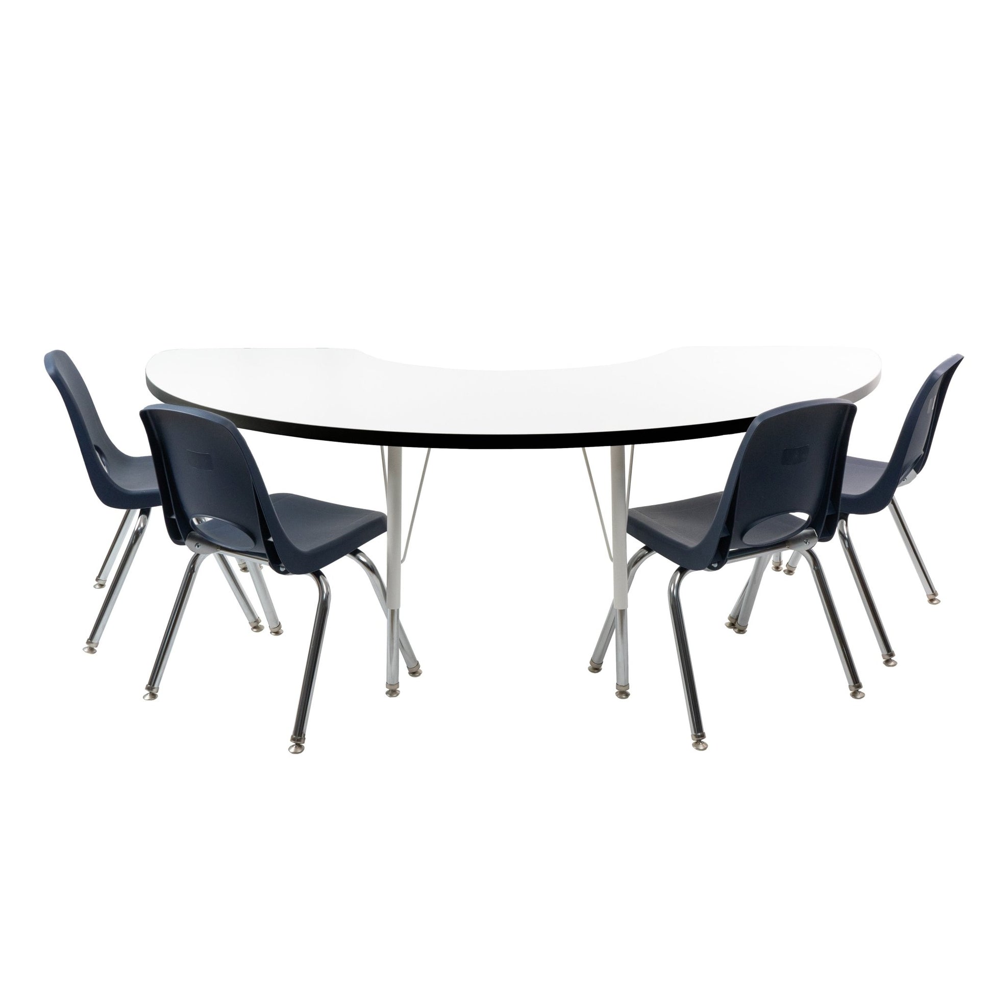 FDP 36" x 72" Half Moon Thermofused Activity Table with Adjustable Standard Swivel Glide Legs (FDP - 10129 - XX) - SchoolOutlet