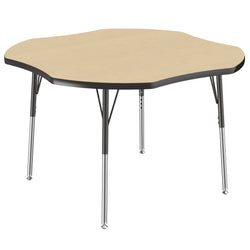 FDP 48" x 48" Clover Thermofused Activity Table with Adjustable Standard Swivel Glide Legs - Maple Top / Black Edge (10130-MPBK)