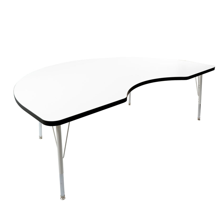 FDP 48" x 72" Kidney Thermofused Activity Table with Adjustable Standard Swivel Glide Legs (FDP - 10131 - XX) - SchoolOutlet