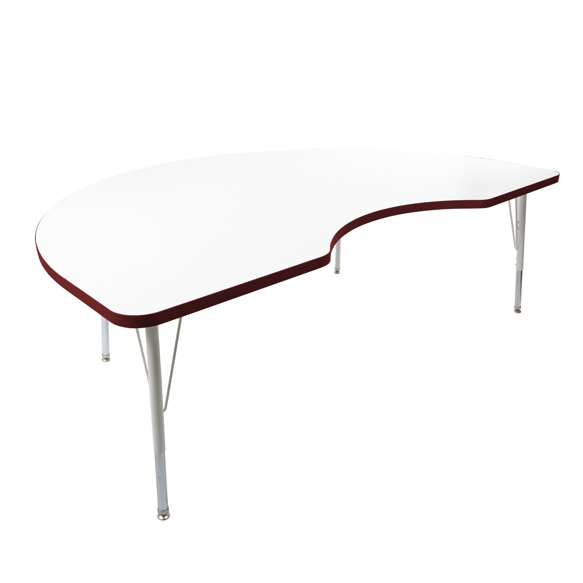 FDP 48" x 72" Kidney Thermofused Activity Table with Adjustable Standard Swivel Glide Legs (FDP - 10131 - XX) - SchoolOutlet