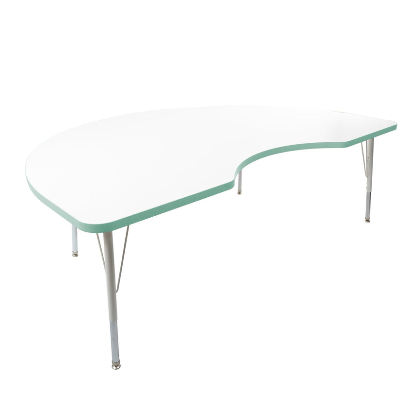 FDP 48" x 72" Kidney Thermofused Activity Table with Adjustable Standard Swivel Glide Legs (FDP - 10131 - XX) - SchoolOutlet