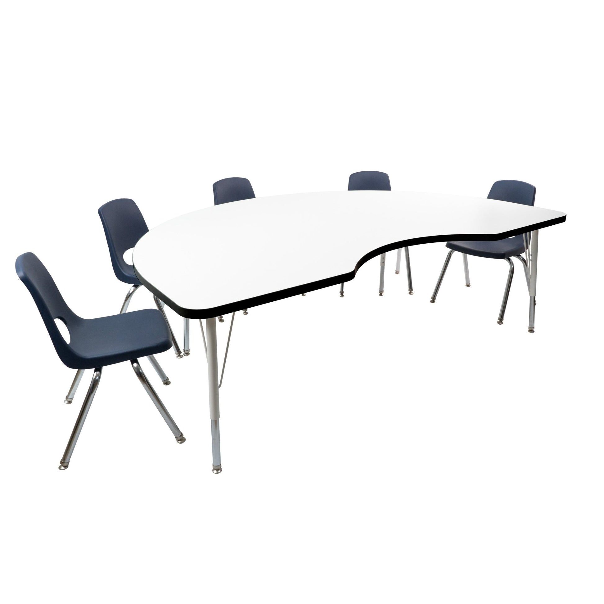 FDP 48" x 72" Kidney Thermofused Activity Table with Adjustable Standard Swivel Glide Legs (FDP - 10131 - XX) - SchoolOutlet