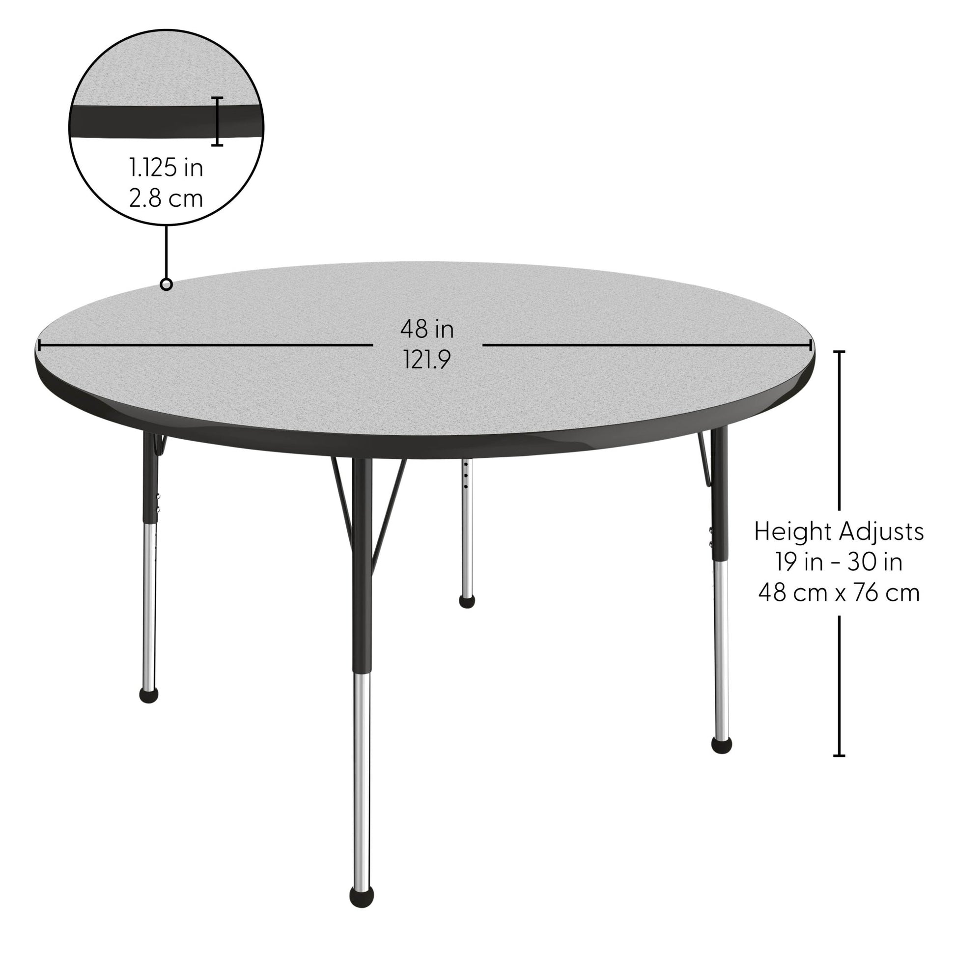 FDP 48" Round Thermofused Activity Table with Adjustable Standard Ball Glide Legs (FDP - 10138 - XX) - SchoolOutlet