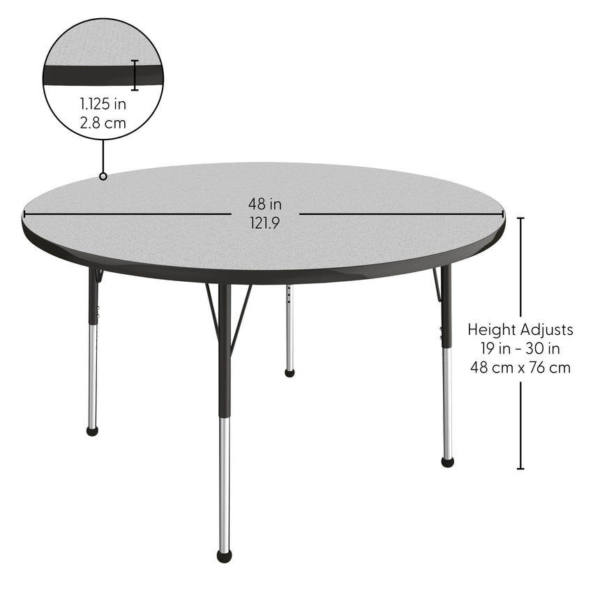 FDP 48" Round Thermofused Activity Table with Adjustable Standard Ball Glide Legs (FDP - 10138 - XX) - SchoolOutlet