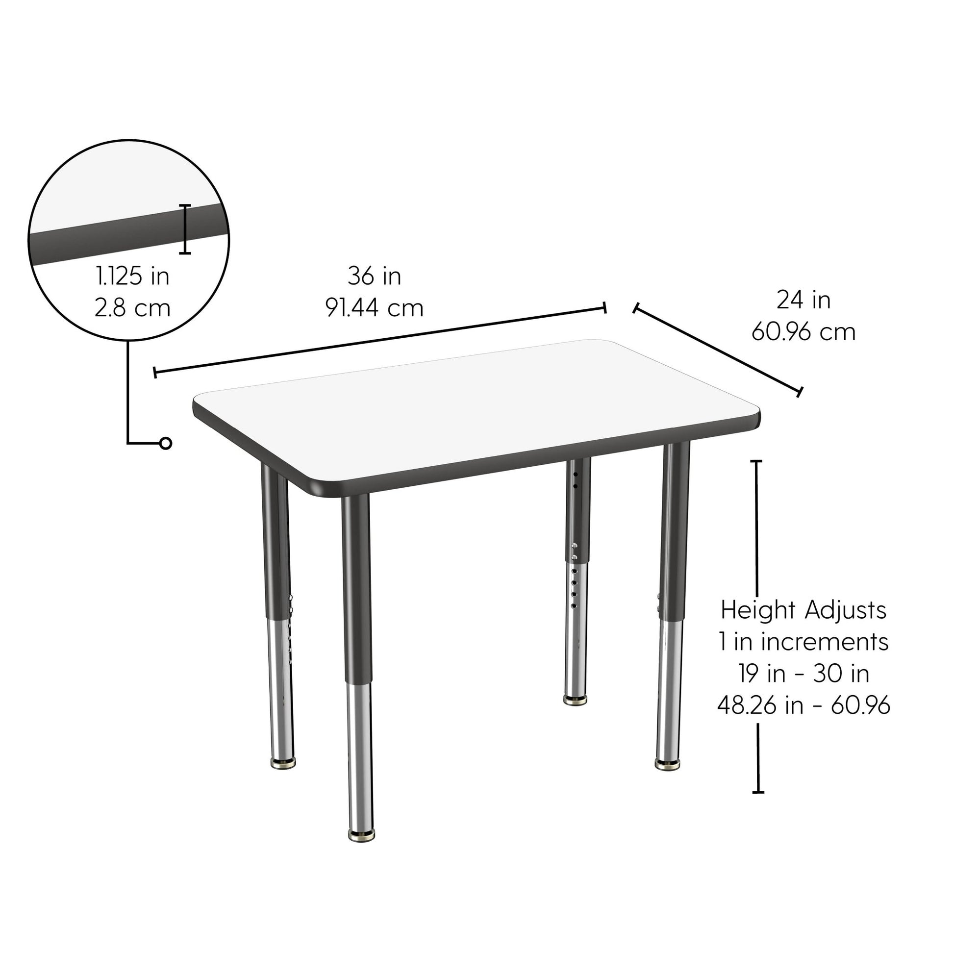 FDP 24" x 36" Rectangle Dry - Erase Activity Table with Adjustable Super Legs (FDP - 10159 - XX) - SchoolOutlet