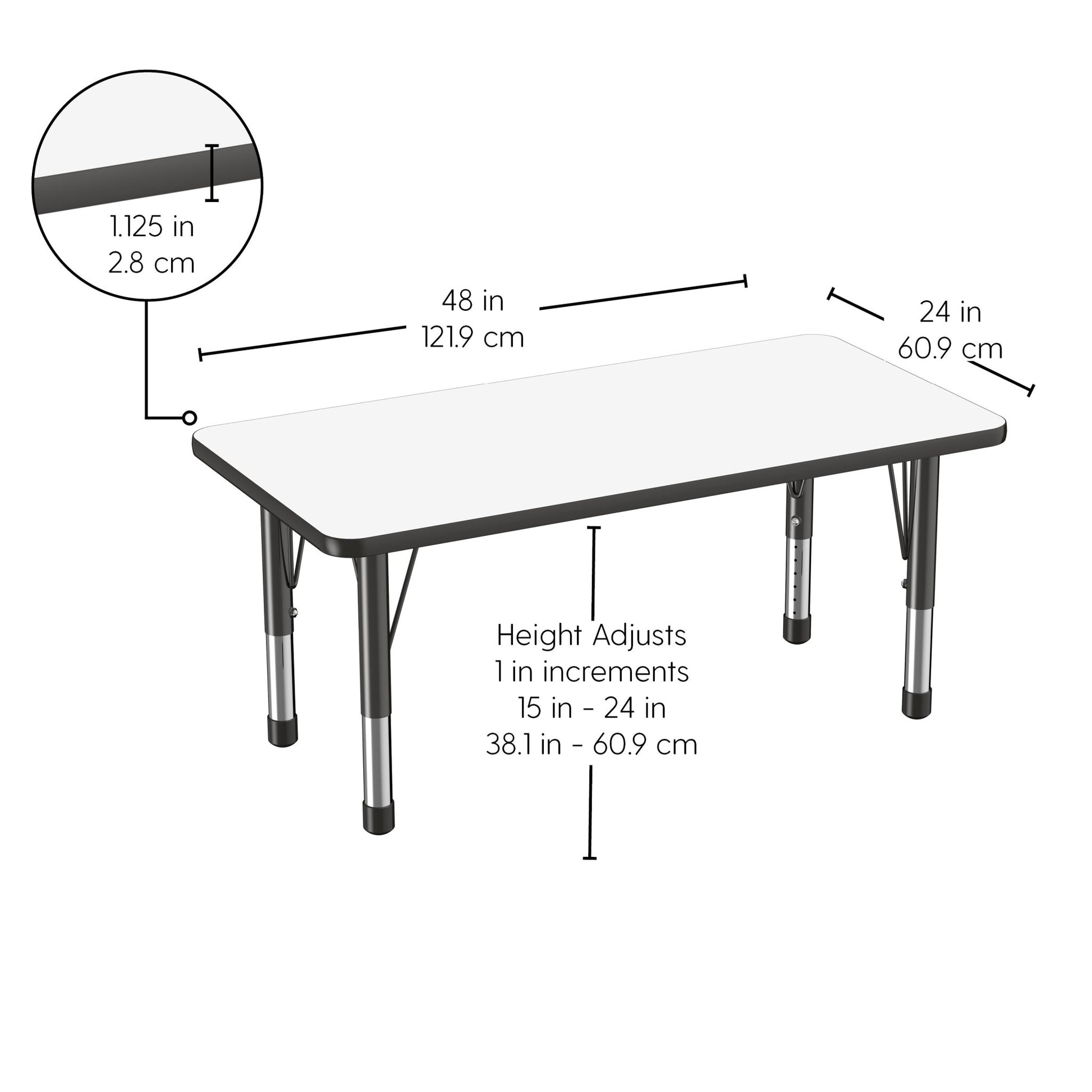 FDP 24" x 48" Rectangle Dry - Erase Activity Table with Adjustable Chunky Legs (FDP - 10162 - XX) - SchoolOutlet