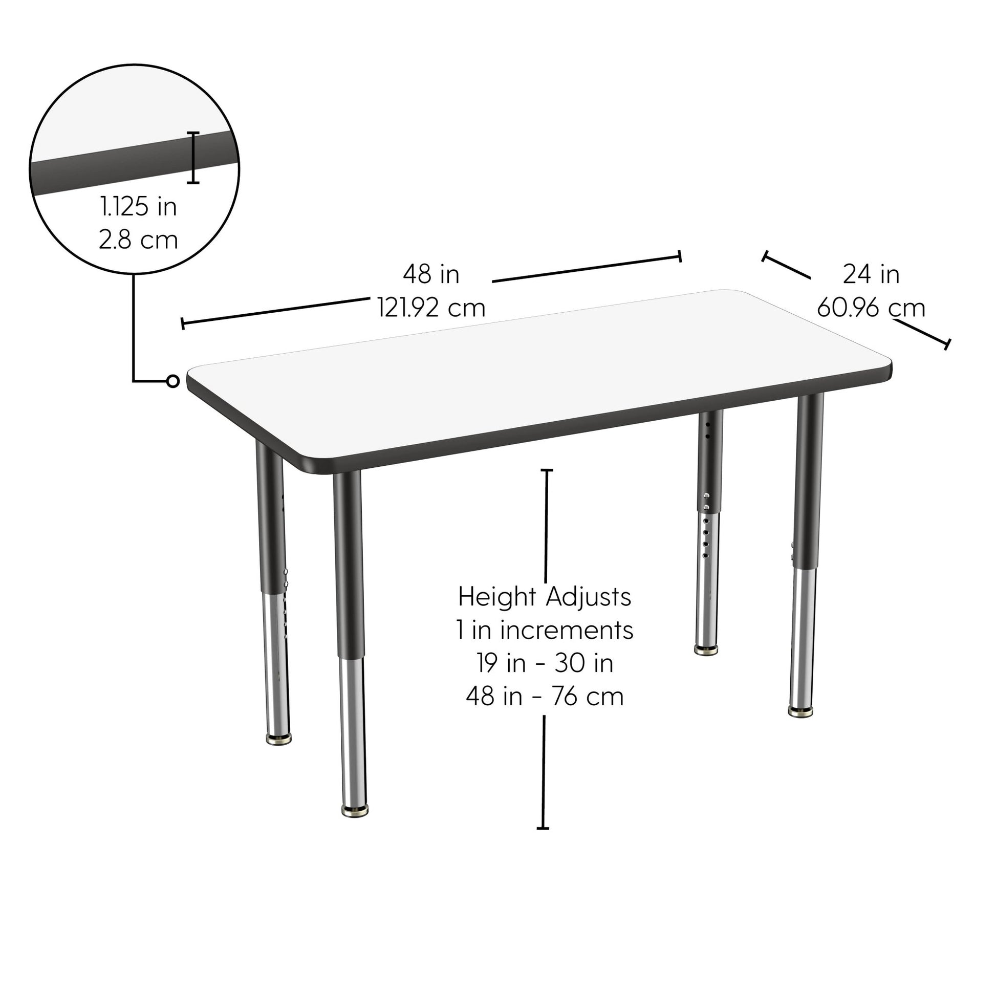 FDP 24" x 48" Rectangle Dry - Erase Activity Table with Adjustable Super Legs (FDP - 10163 - XX) - SchoolOutlet